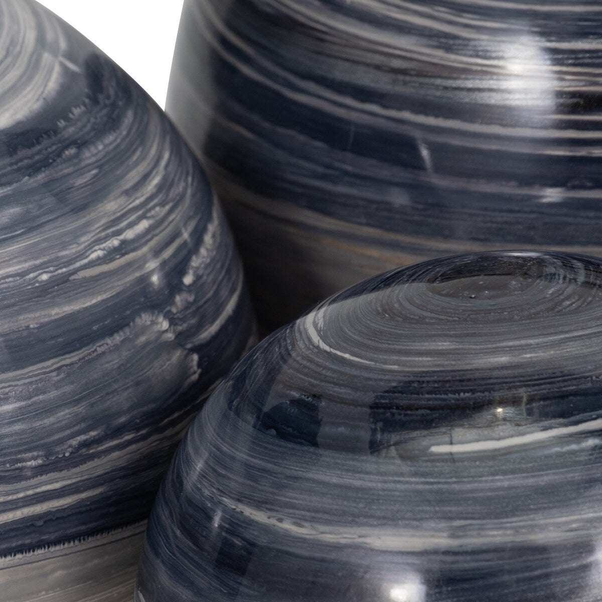 Sagebrook Home Metal, Set Of 3 Galaxy Orbs, 2Tone Black, Round, 6"H, Swirl - 6" x 6" x 6"