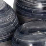 Sagebrook Home Metal, Set Of 3 Galaxy Orbs, 2Tone Black, Round, 6"H, Swirl - 6" x 6" x 6"