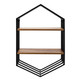 Metal, wood 32"h Hexagon Wall Shelf, Brown 32"H - 20.0" x 8.0" x 32.0"