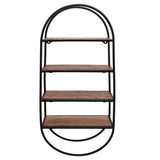 Metal, wood, 36"h Oval 4-tier Wall Shelf, Brown 36.0"H - 16.0" x 6.0" x 36.0"