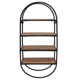 Metal, wood, 36"h Oval 4-tier Wall Shelf, Brown 36.0"H - 16.0" x 6.0" x 36.0"