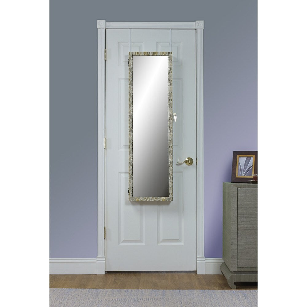 Metallic Floral Over the Door Jewelry Armoire Mirror