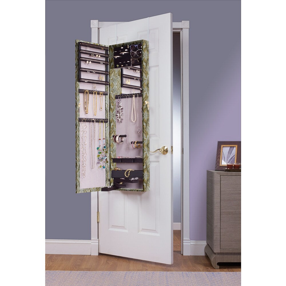 Metallic Floral Over the Door Jewelry Armoire Mirror