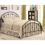 Metallic Full Size Bed with Double Arched Headboard & Footboard, Dark Bronze