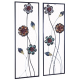 Metallic Multi-Color Metal Garden And Blooms Vertical Wall Panel Set - 39" x 6"