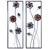 Metallic Multi-Color Metal Garden And Blooms Vertical Wall Panel Set - 39" x 6"