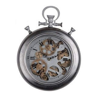 Metallic Pocket Watch Inspired Wall Clock, Gray