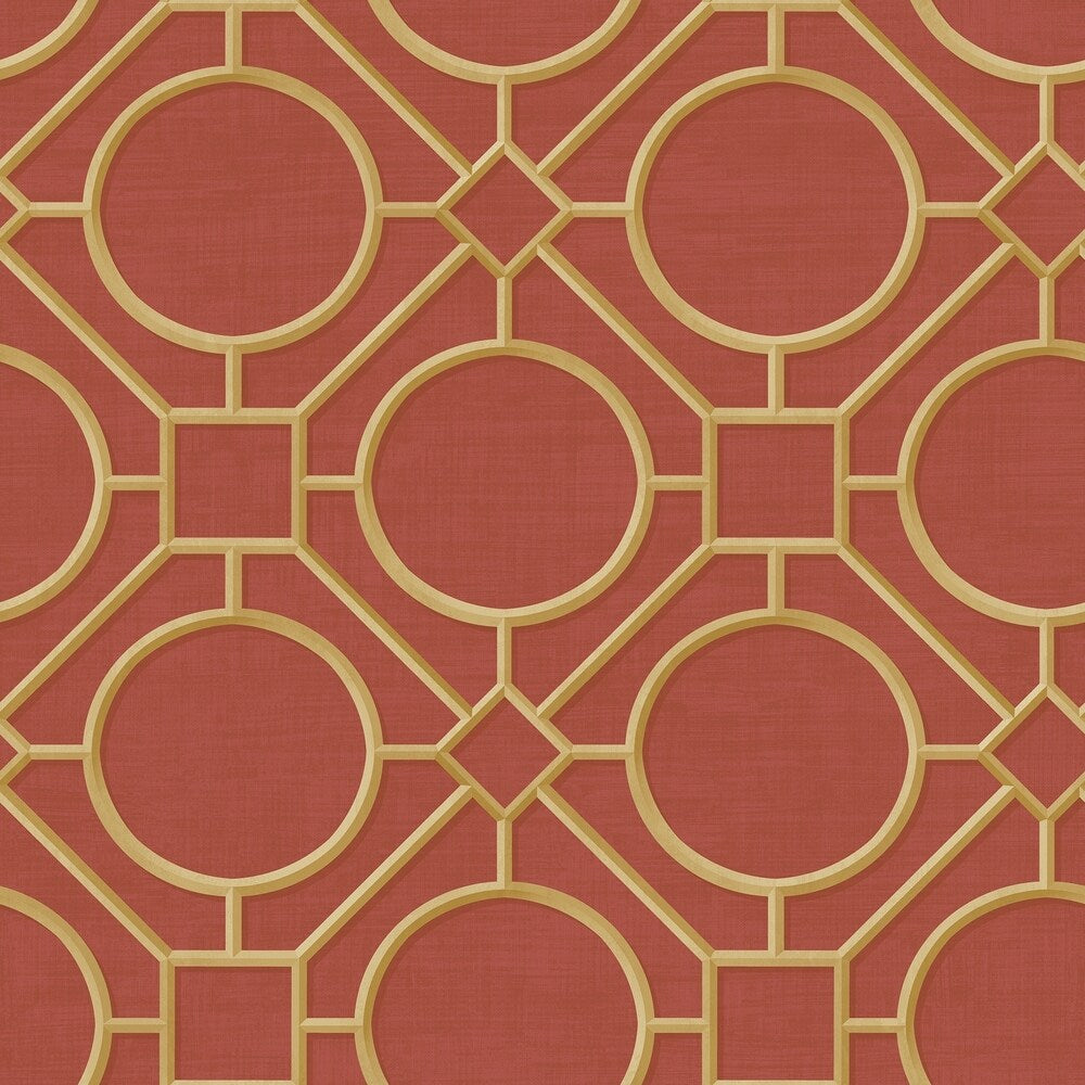 Metallic Silk Road Trellis Wallpaper, 27 feet long X 27 inchs Wide, Metallic Gold and Gray