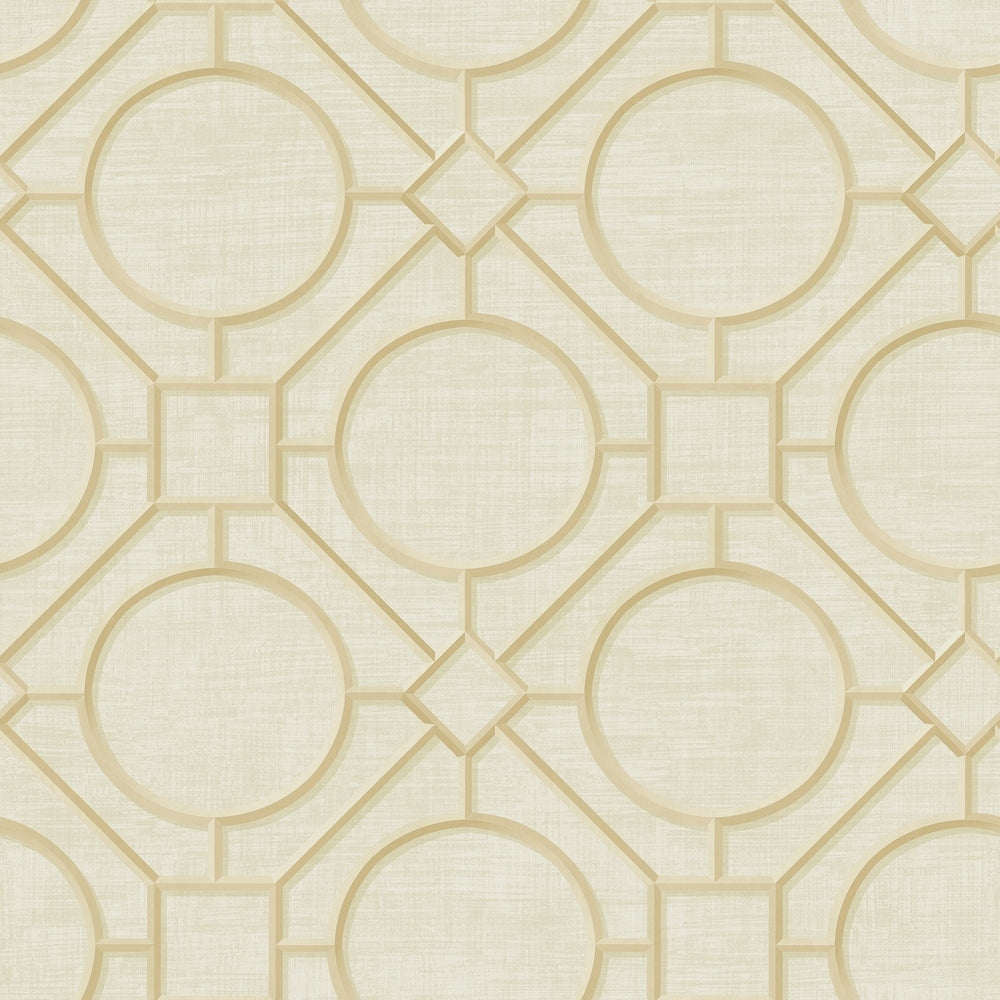 Metallic Silk Road Trellis Wallpaper, 27 feet long X 27 inchs Wide, Metallic Gold and Gray