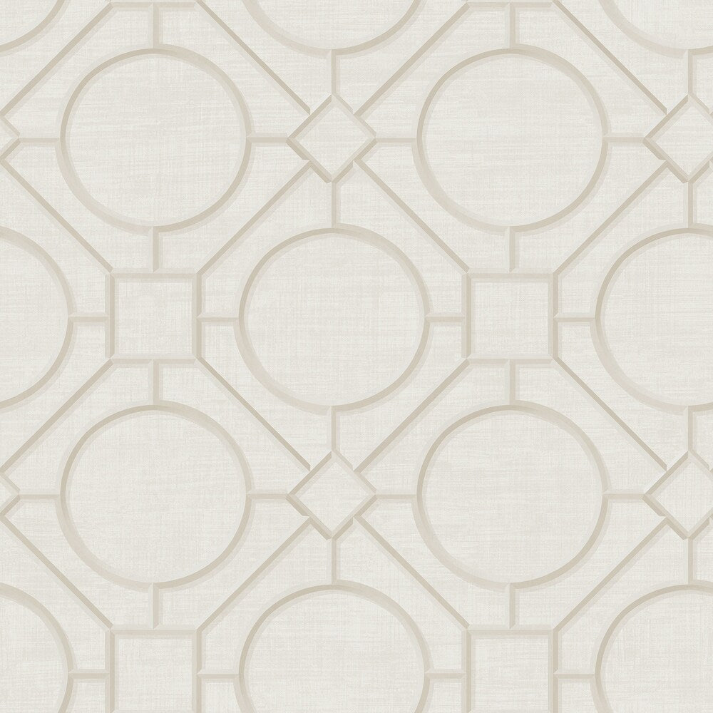 Metallic Silk Road Trellis Wallpaper, 27 feet long X 27 inchs Wide, Metallic Gold and Gray
