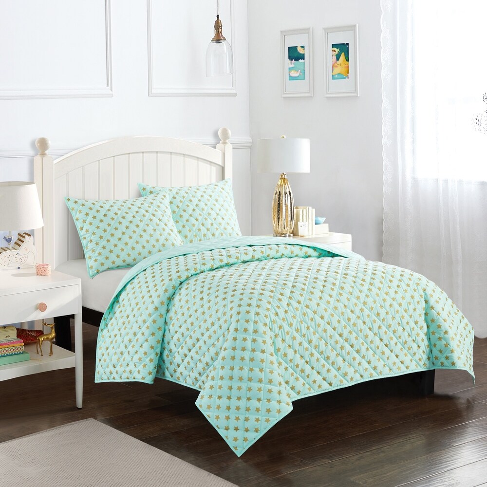 Metallic Star Printed Quilt Set