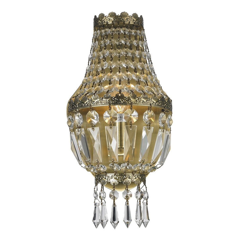 Metro Candelabra 1-light 6 in. Antique Bronze Finish Crystal Wall Sconce Small