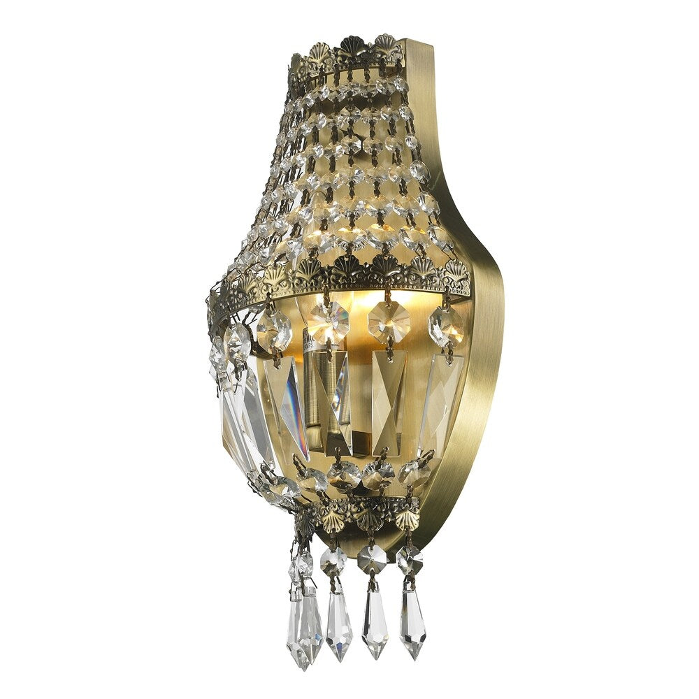 Metro Candelabra 1-light 6 in. Antique Bronze Finish Crystal Wall Sconce Small