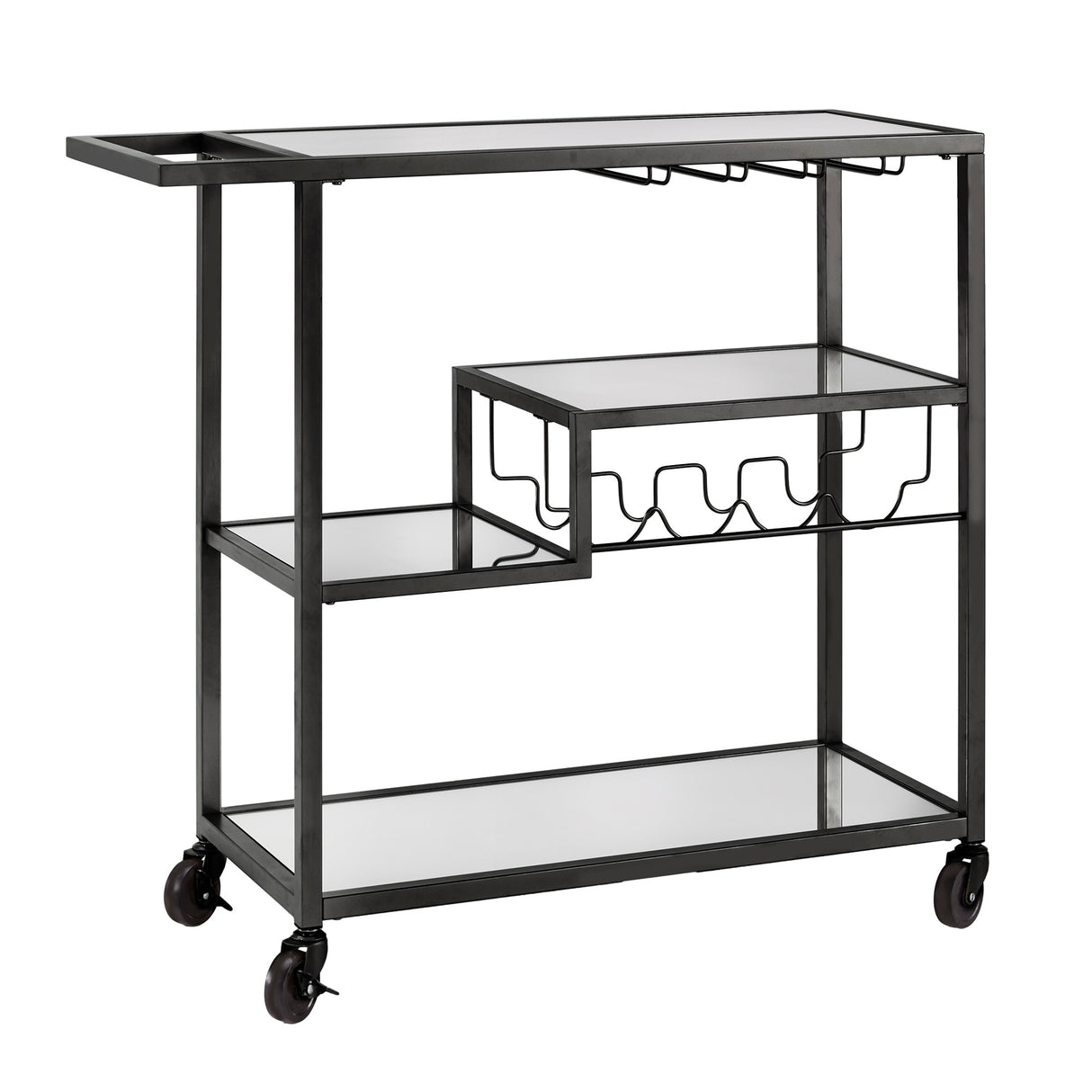 Metropolitan Mirrored Glass Top Metal Bar Cart by iNSPIRE Q Bold