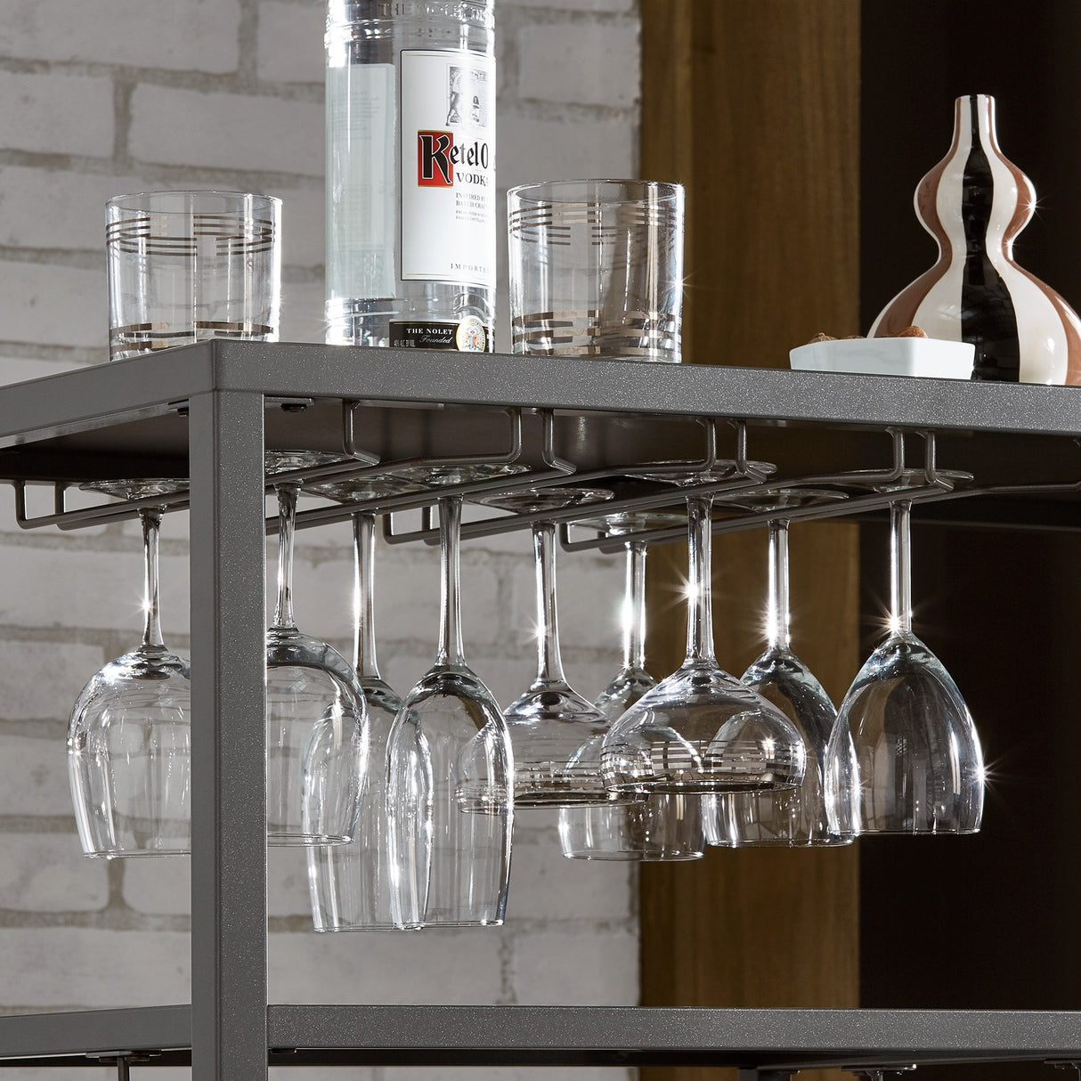 Metropolitan Mirrored Glass Top Metal Bar Cart by iNSPIRE Q Bold