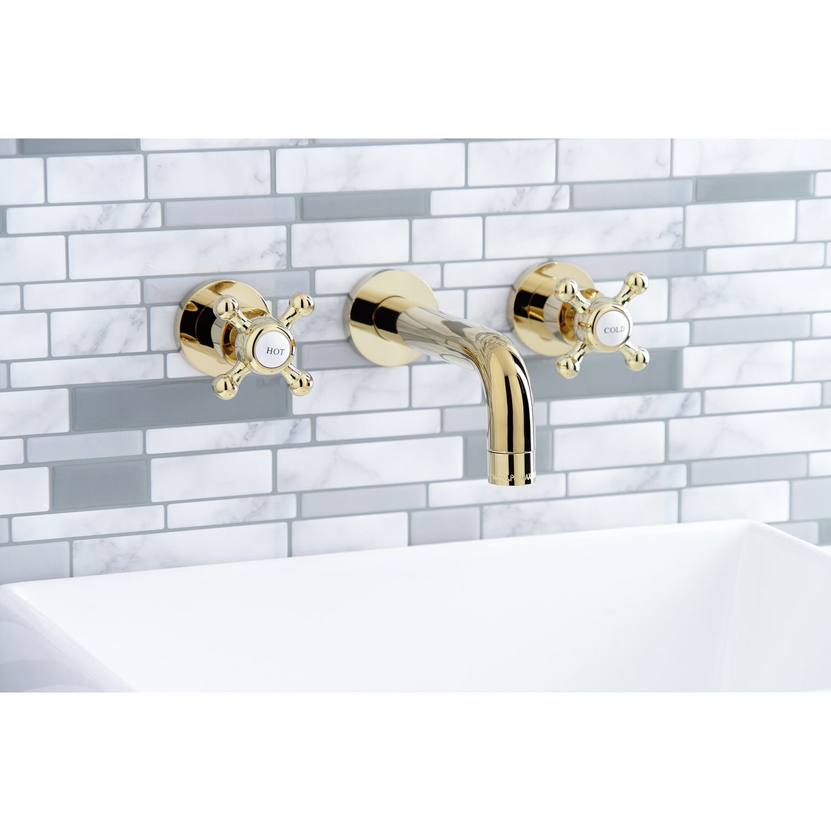 Kingston Brass Metropolitan Two-Handle 3-Hole Wall Mount Bathroom Faucet