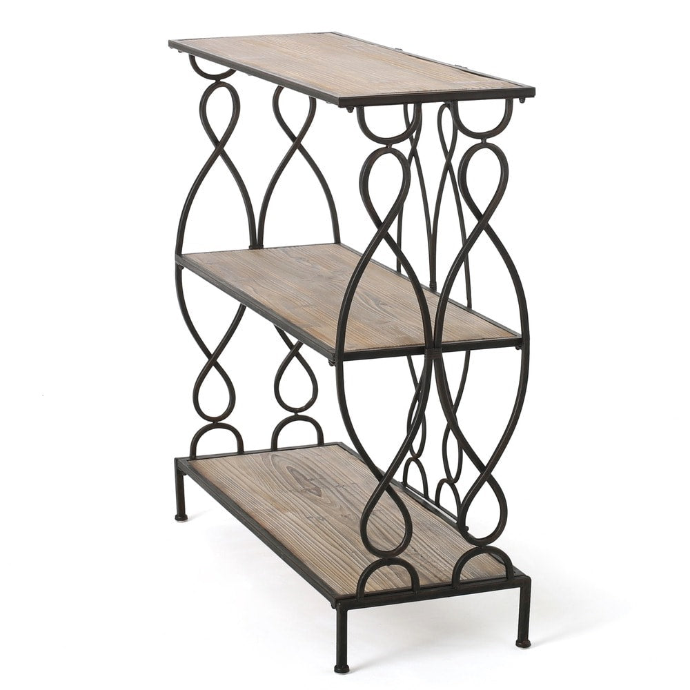 Mia Modern Industrial 2 Shelf Firwood Bookcase by Christopher Knight Home - 33.50" W x 12.00" D x 34.00" H