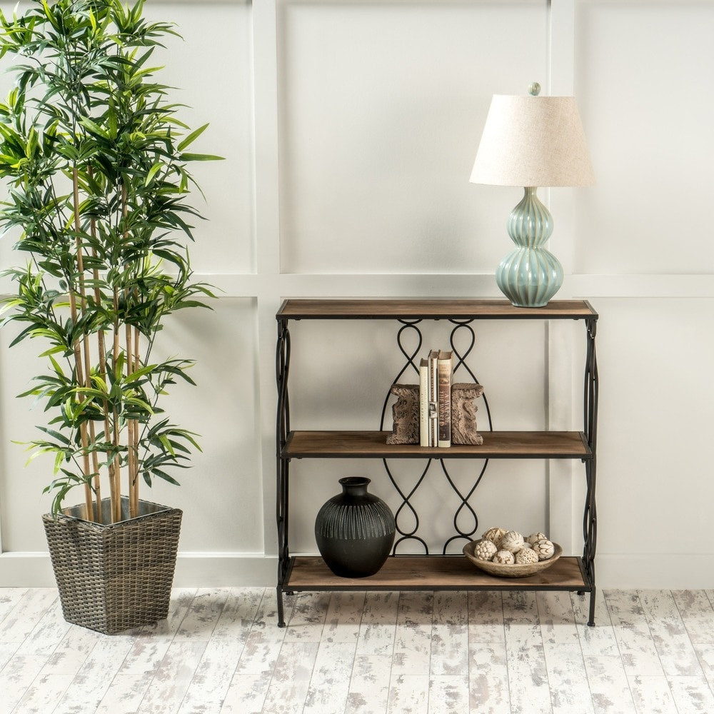 Mia Modern Industrial 2 Shelf Firwood Bookcase by Christopher Knight Home - 33.50" W x 12.00" D x 34.00" H