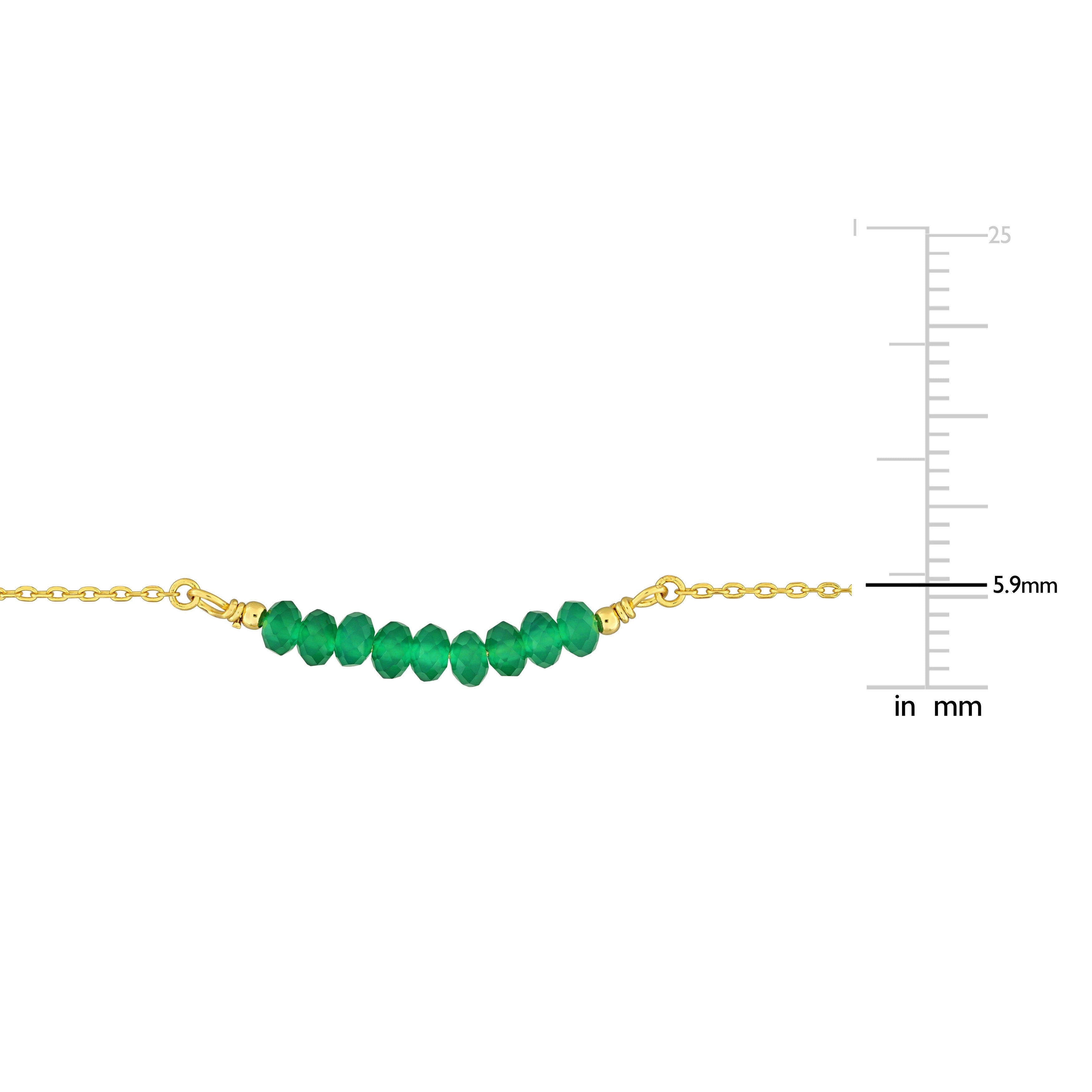 Miadora 0.59ct TGW 4mm Green Onyx Beads with Rolo Chain in Yellow Sterling Silver