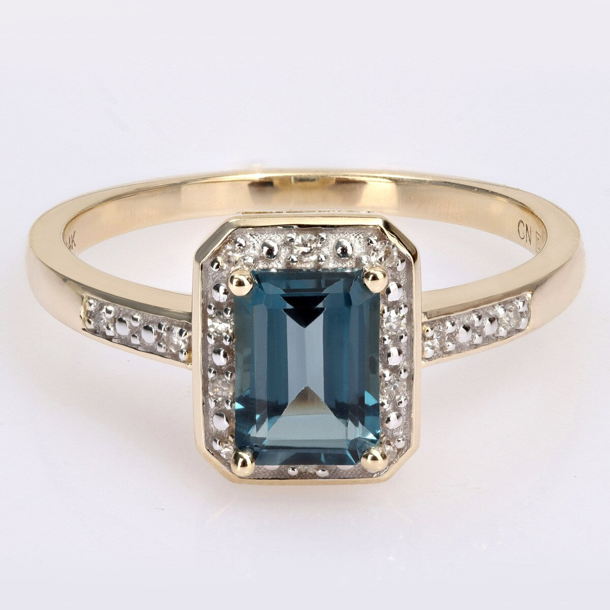 Miadora 1 1/5ct TGW London Blue Topaz Diamond Accent Ring 14k Yellow Gold