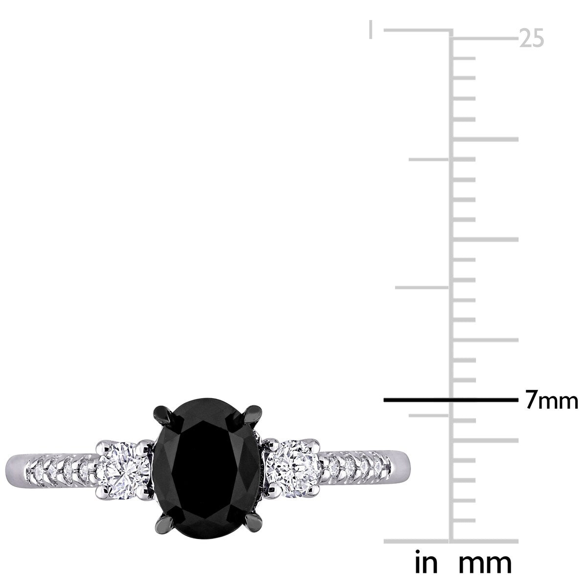 Miadora 1 1/5ct TW Oval-Cut Black & White Diamond Ring in 14k White Gold