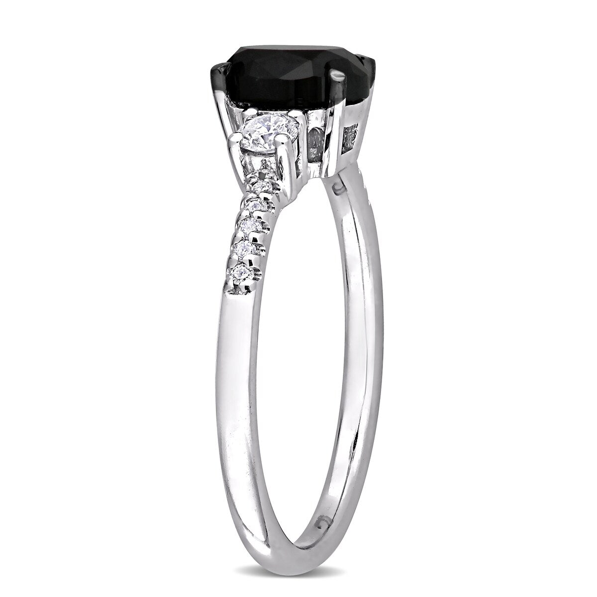 Miadora 1 1/5ct TW Oval-Cut Black & White Diamond Ring in 14k White Gold