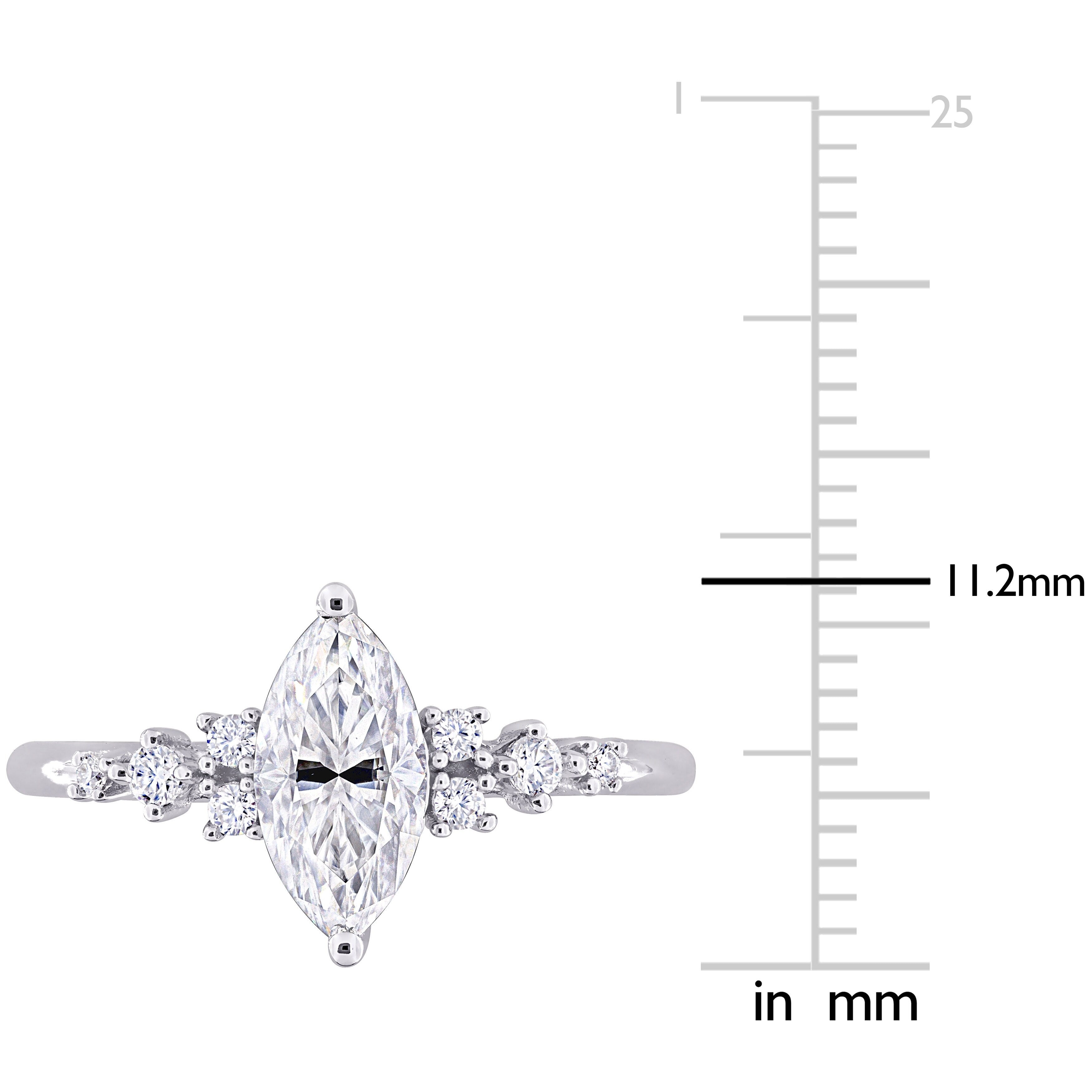 Miadora 1 1/8ct DEW Marquise-Cut Created Moissanite Engagement Ring in Sterling Silver