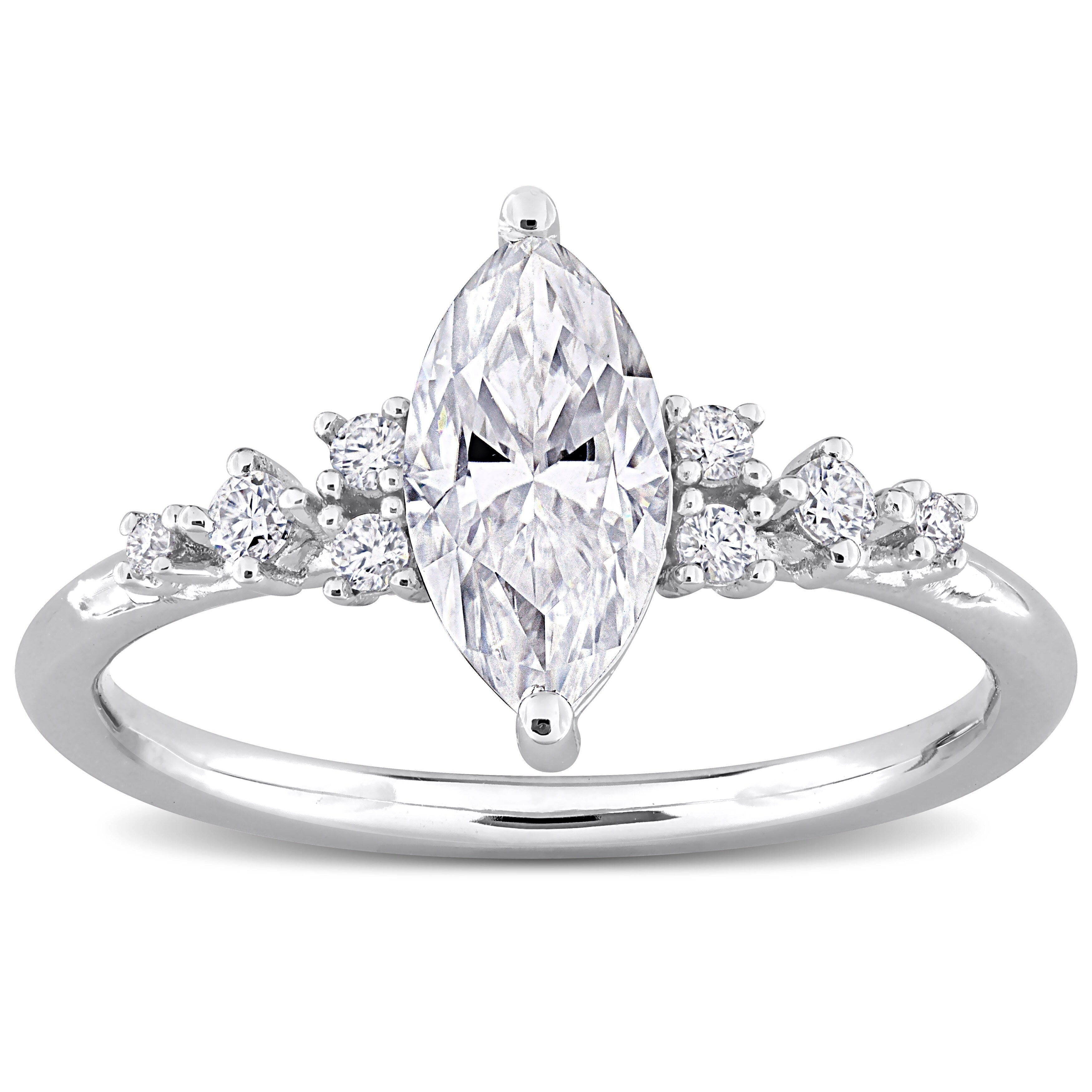 Miadora 1 1/8ct DEW Marquise-Cut Created Moissanite Engagement Ring in Sterling Silver
