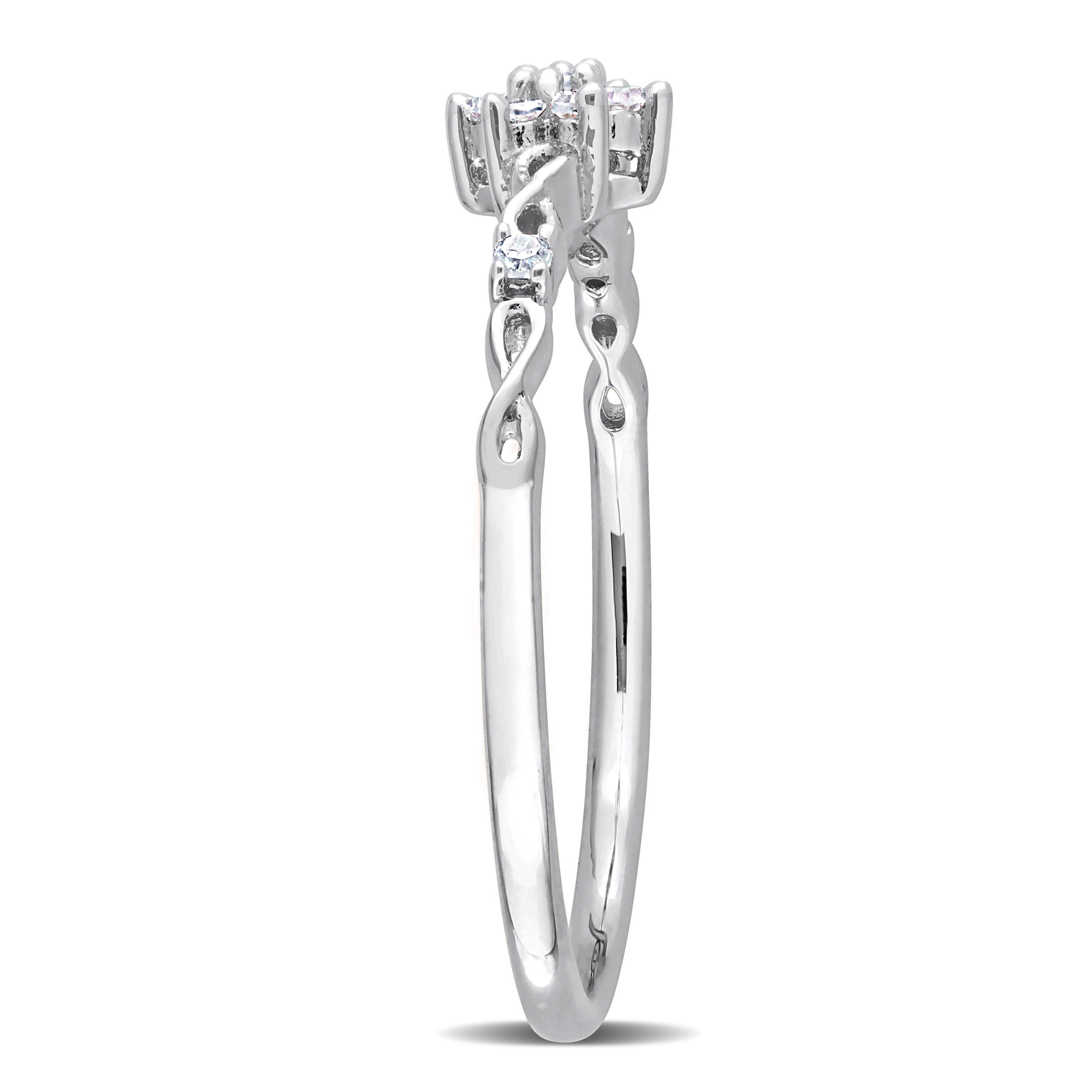 Miadora 1/10ct TDW Diamond Floral Promise Ring in Sterling Silver