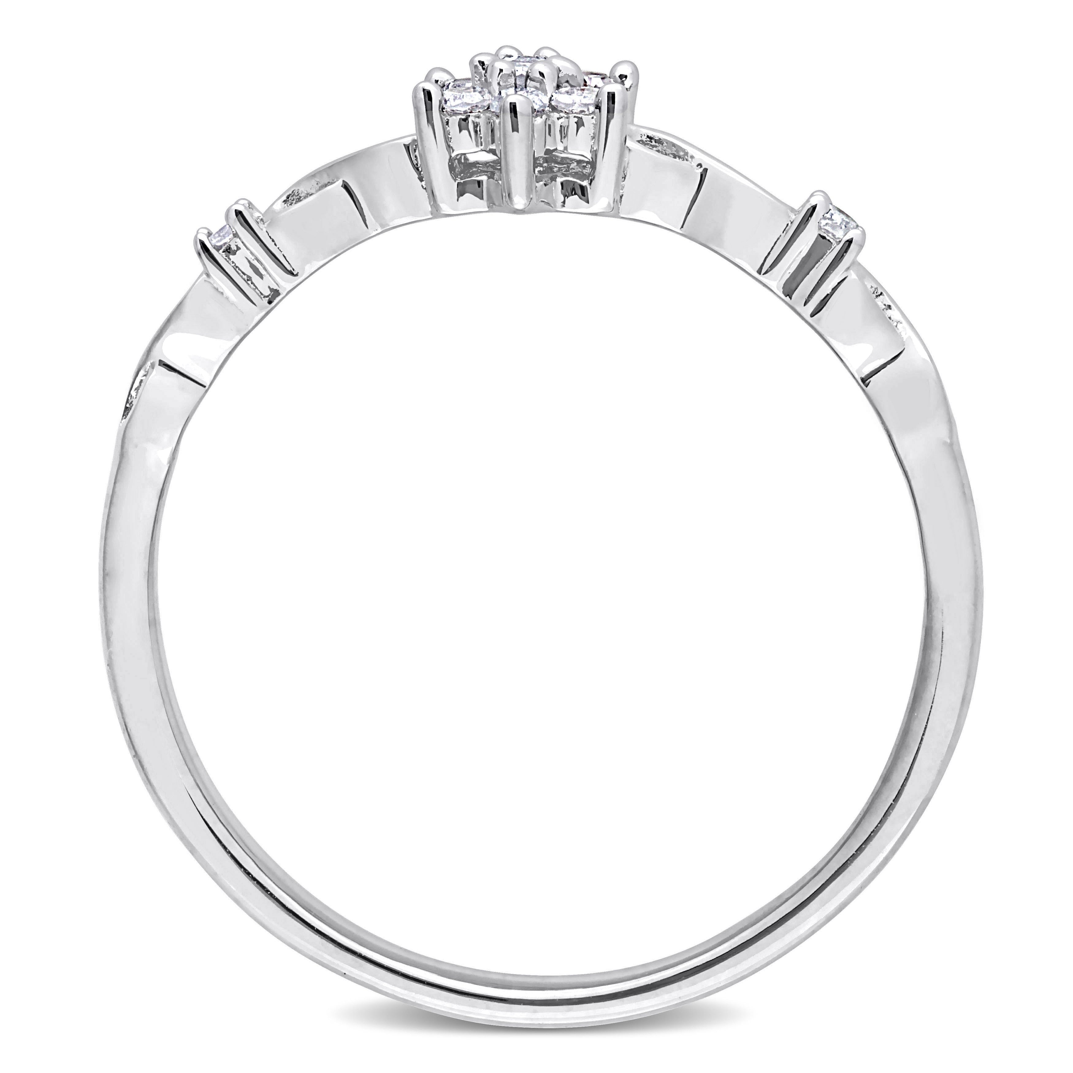 Miadora 1/10ct TDW Diamond Floral Promise Ring in Sterling Silver