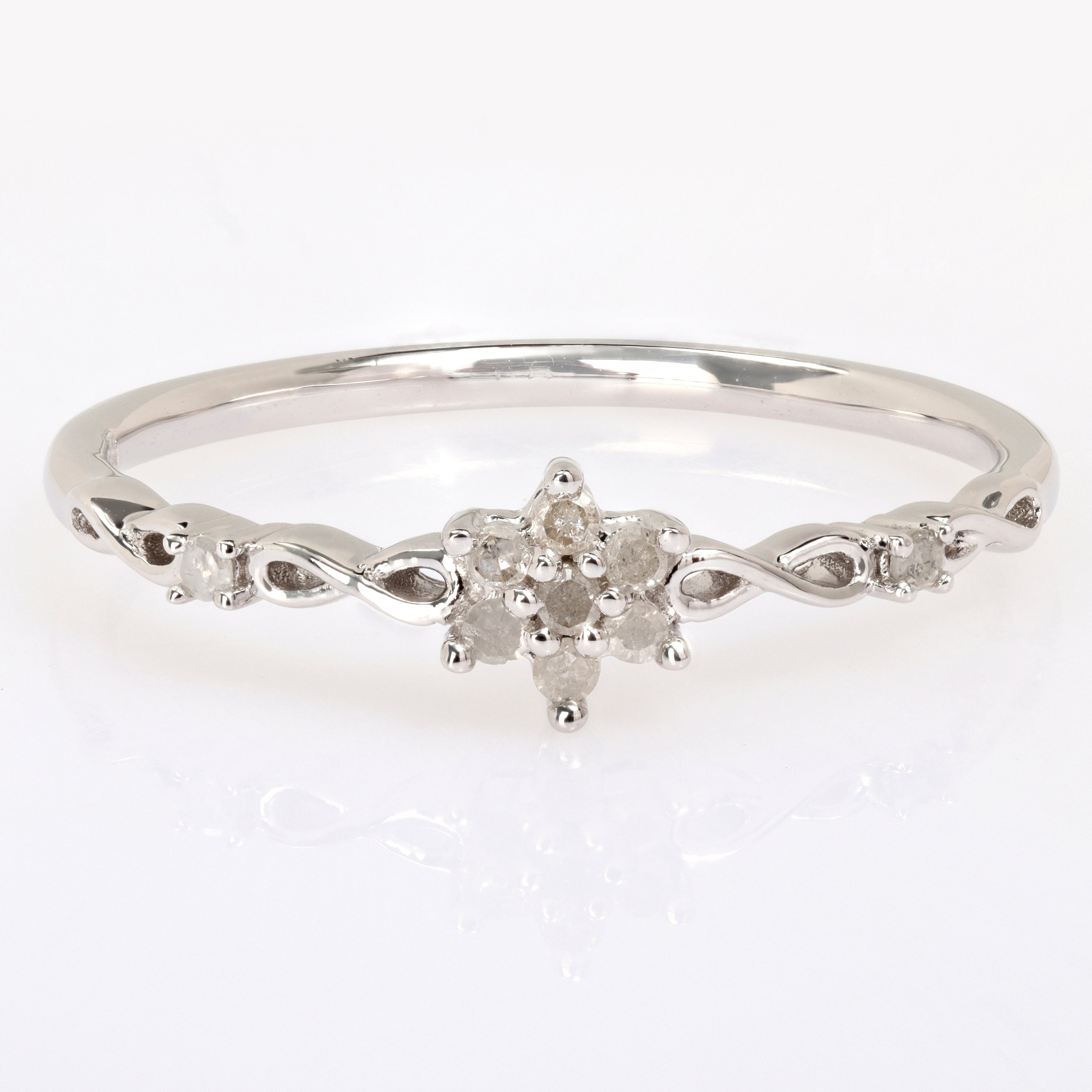 Miadora 1/10ct TDW Diamond Floral Promise Ring in Sterling Silver
