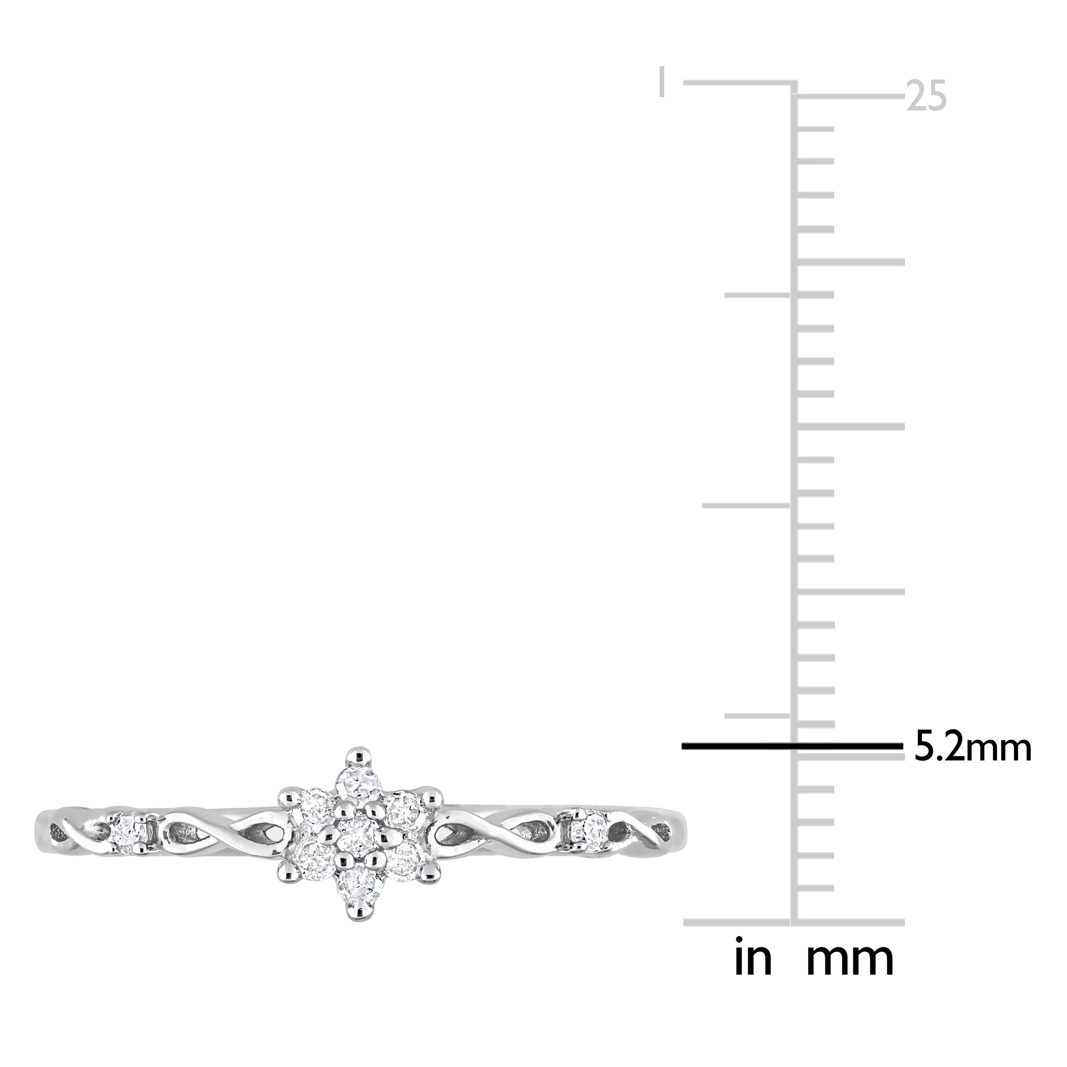 Miadora 1/10ct TDW Diamond Floral Promise Ring in Sterling Silver