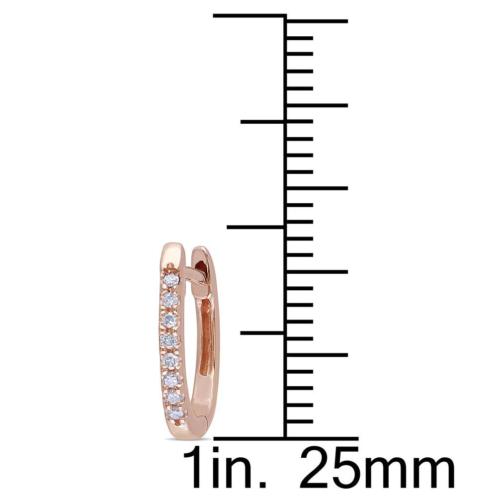 Miadora 1/10ct TDW Diamond Hoop Earrings in 10k Rose Gold