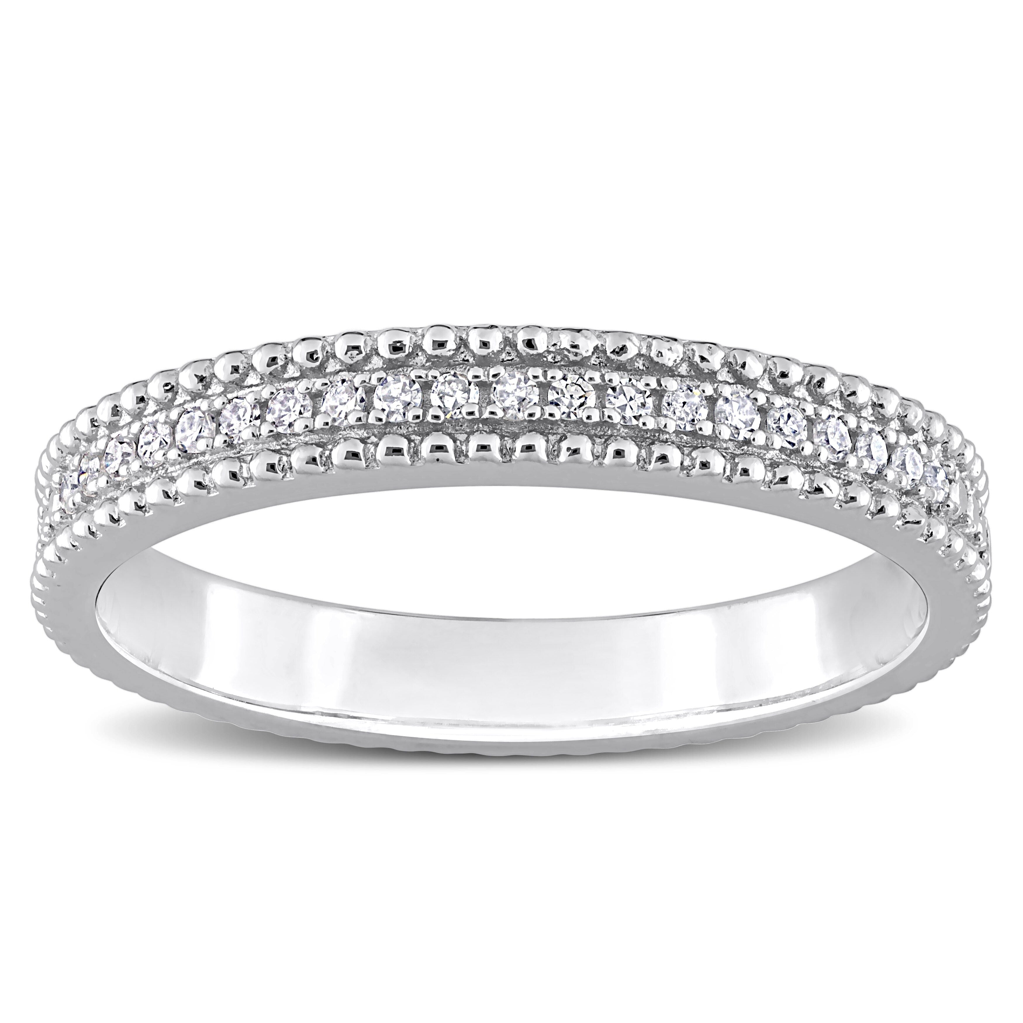 Miadora 1/10ct TDW Diamond Stackable Anniversary Wedding Band in Sterling Silver