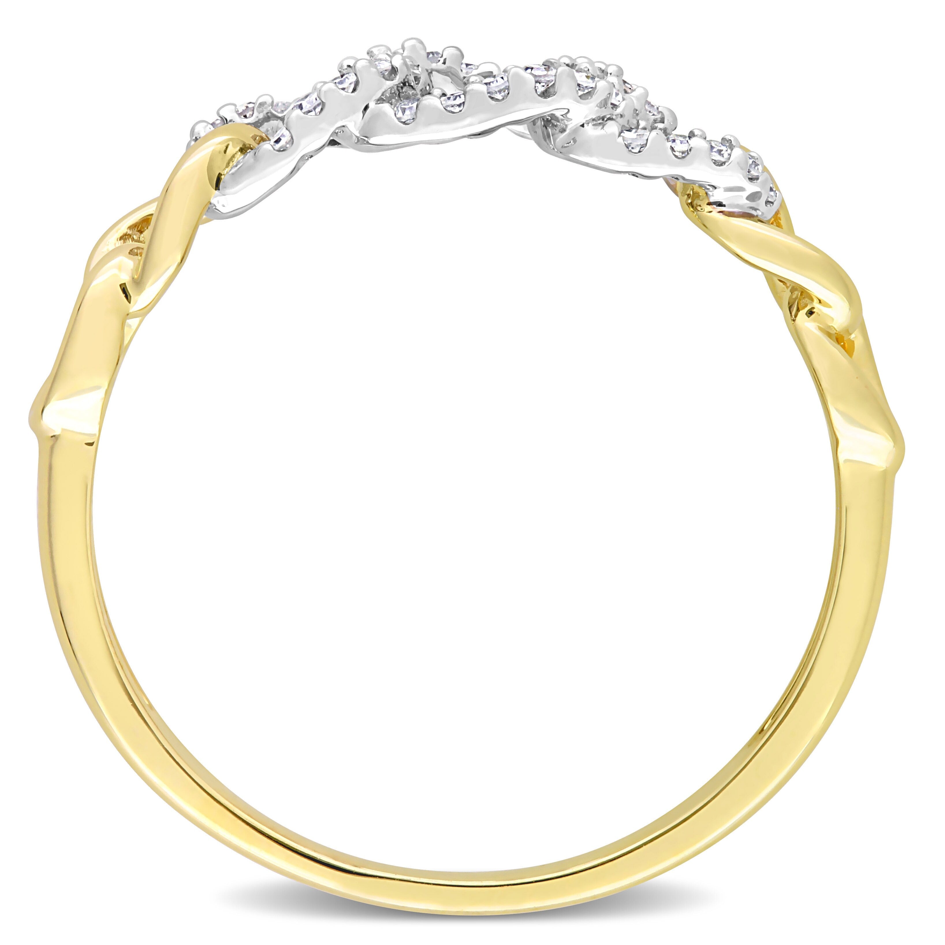 Miadora 1/10ct TDW Diamond Stackable Curb Link Ring in 10k Yellow Gold