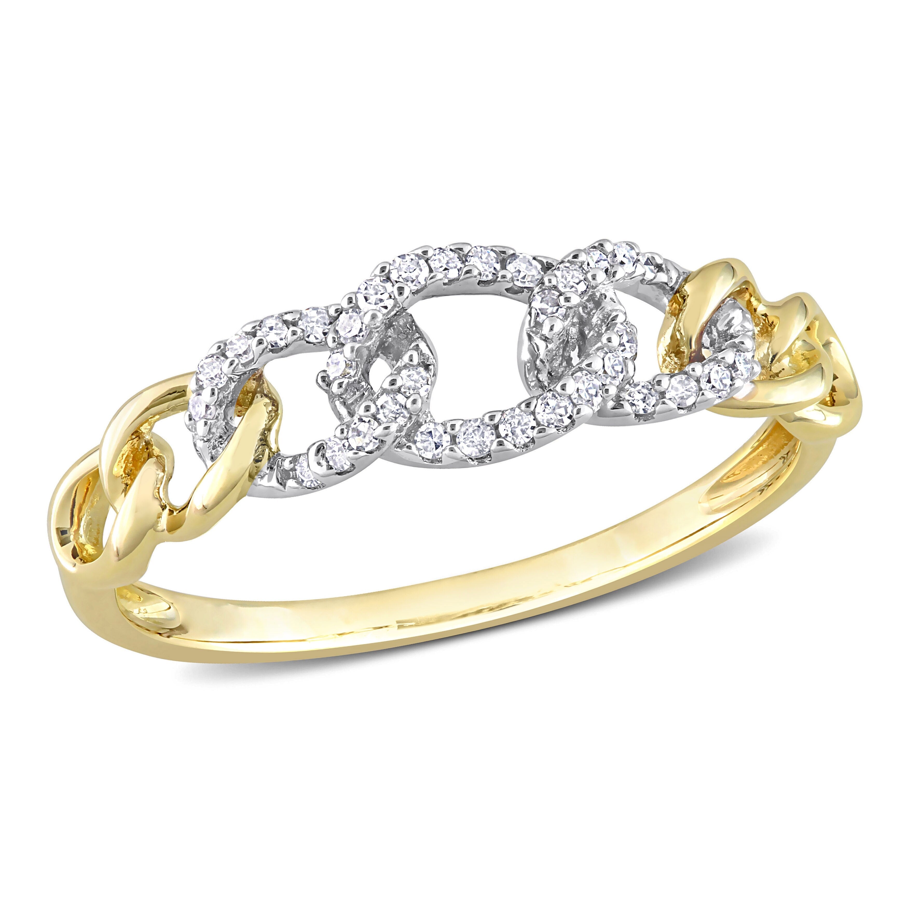 Miadora 1/10ct TDW Diamond Stackable Curb Link Ring in 10k Yellow Gold