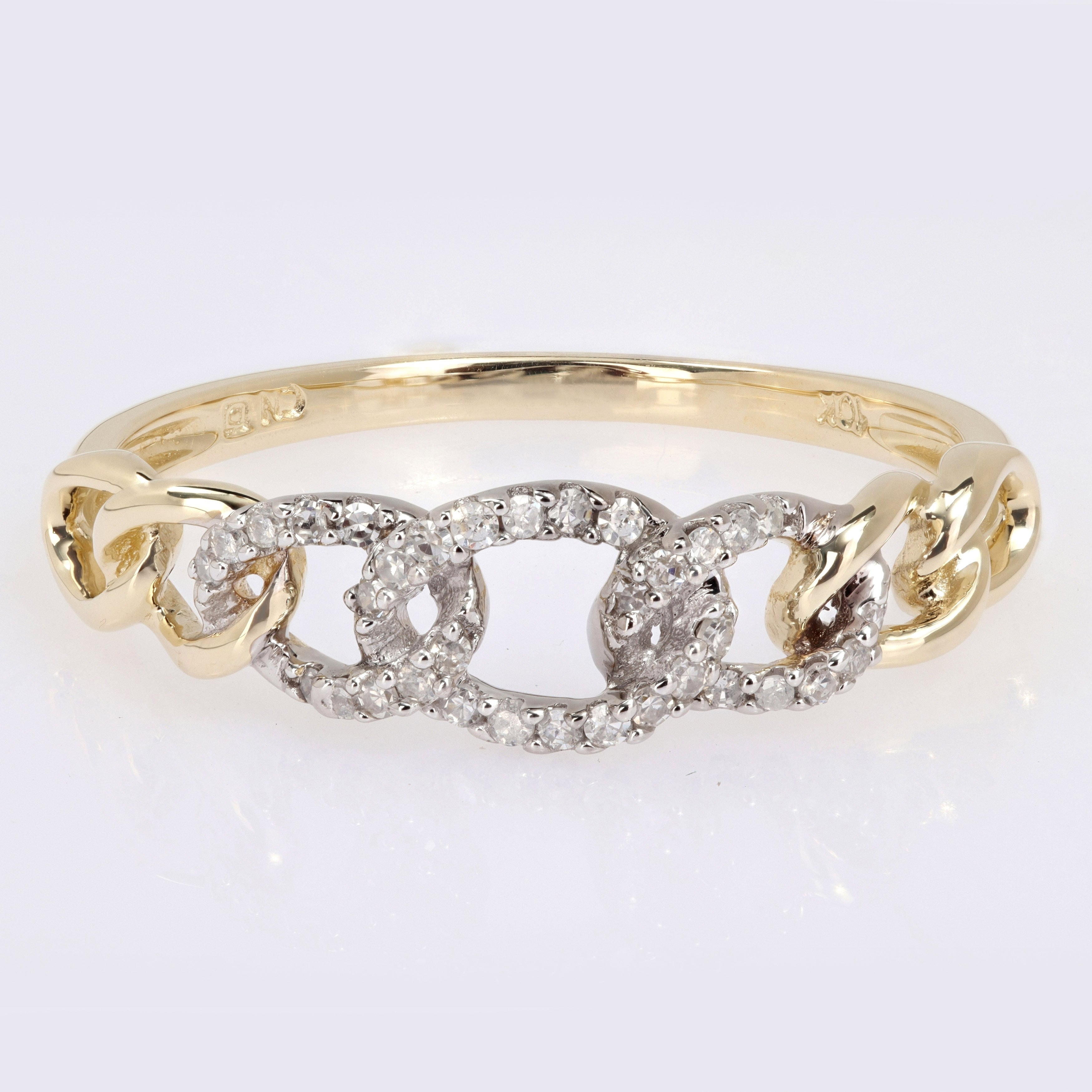 Miadora 1/10ct TDW Diamond Stackable Curb Link Ring in 10k Yellow Gold