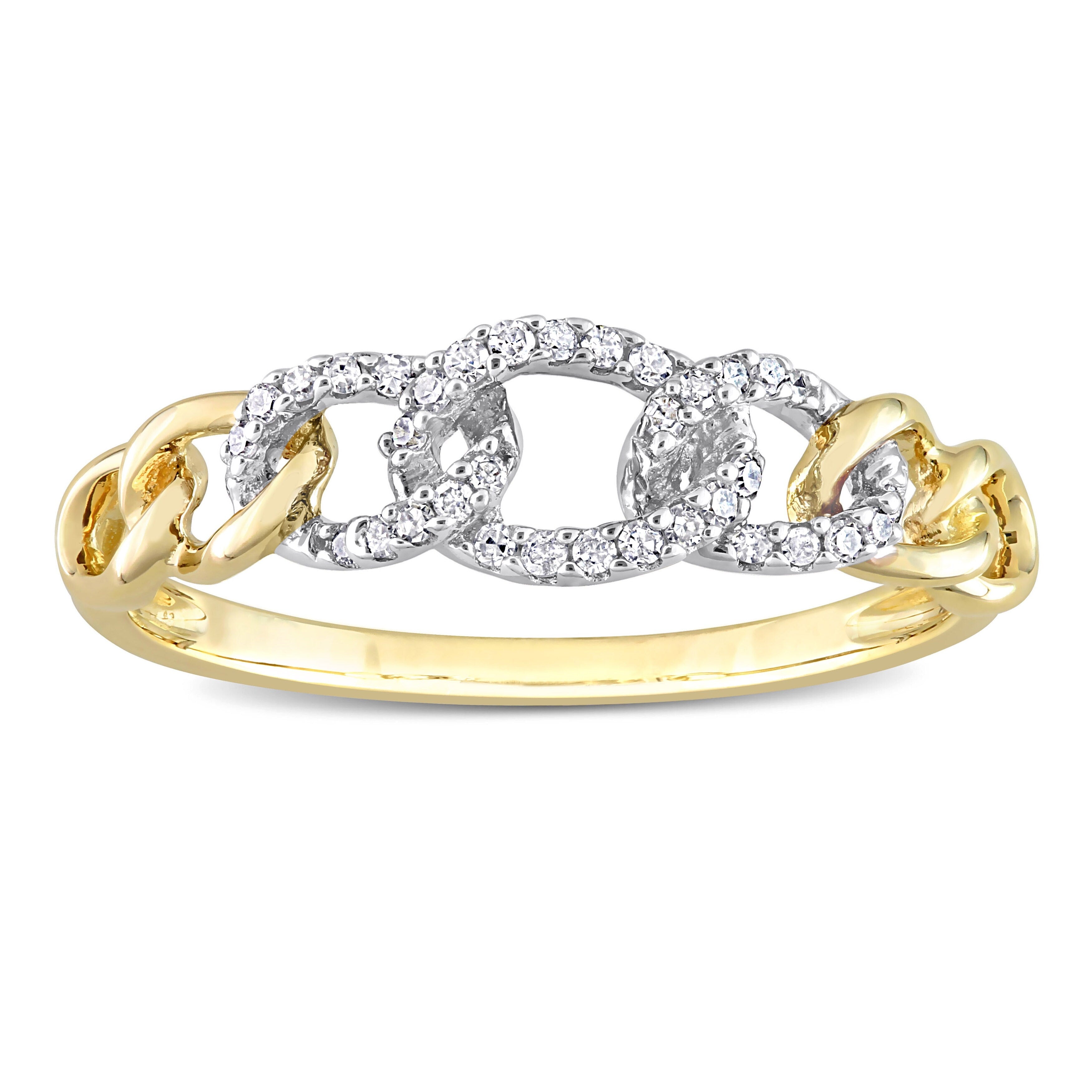 Miadora 1/10ct TDW Diamond Stackable Curb Link Ring in 10k Yellow Gold