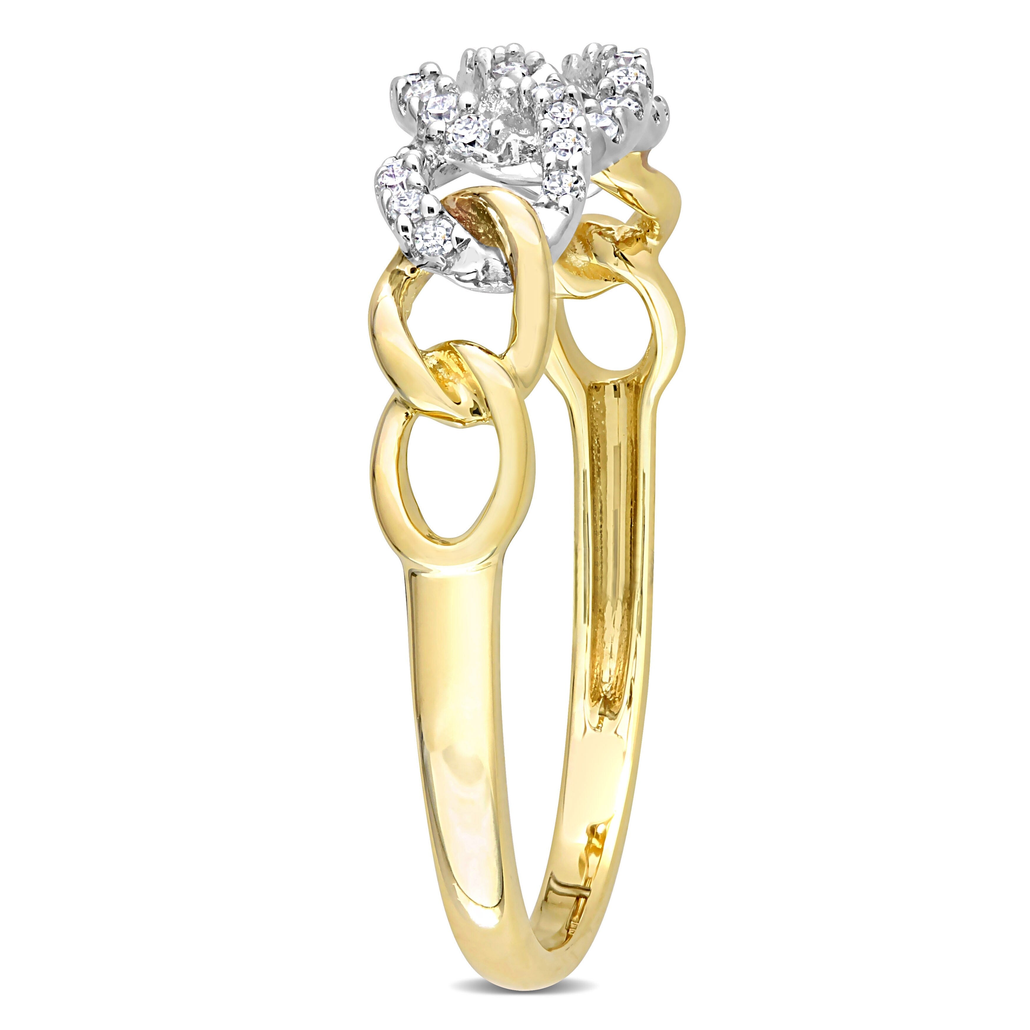 Miadora 1/10ct TDW Diamond Stackable Curb Link Ring in 10k Yellow Gold