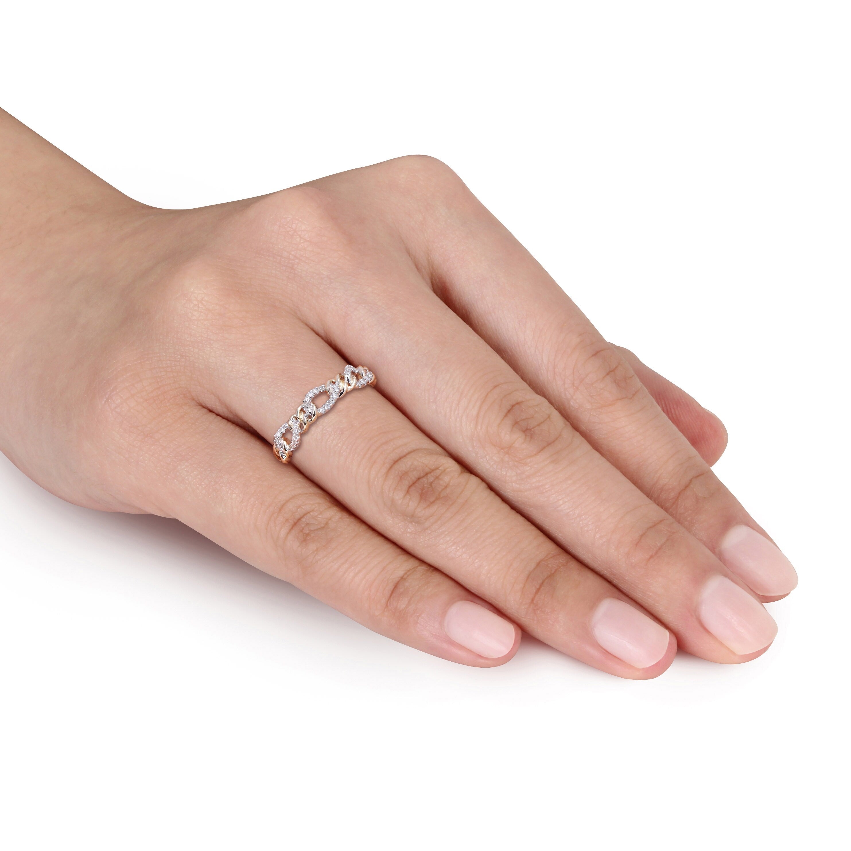 Miadora 1/10ct TDW Diamond Stackable Curb Link Ring in 14k Yellow Gold