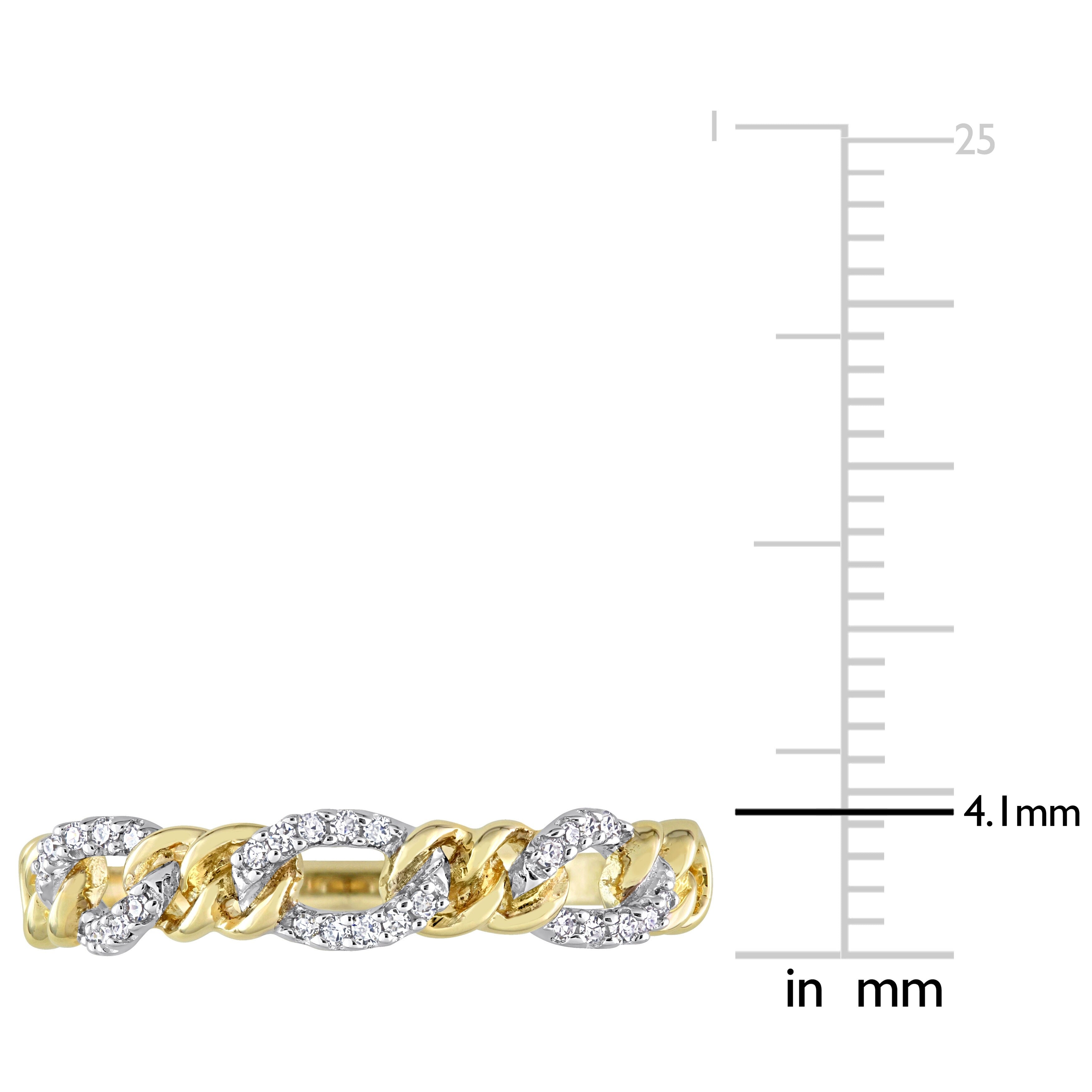 Miadora 1/10ct TDW Diamond Stackable Curb Link Ring in 14k Yellow Gold