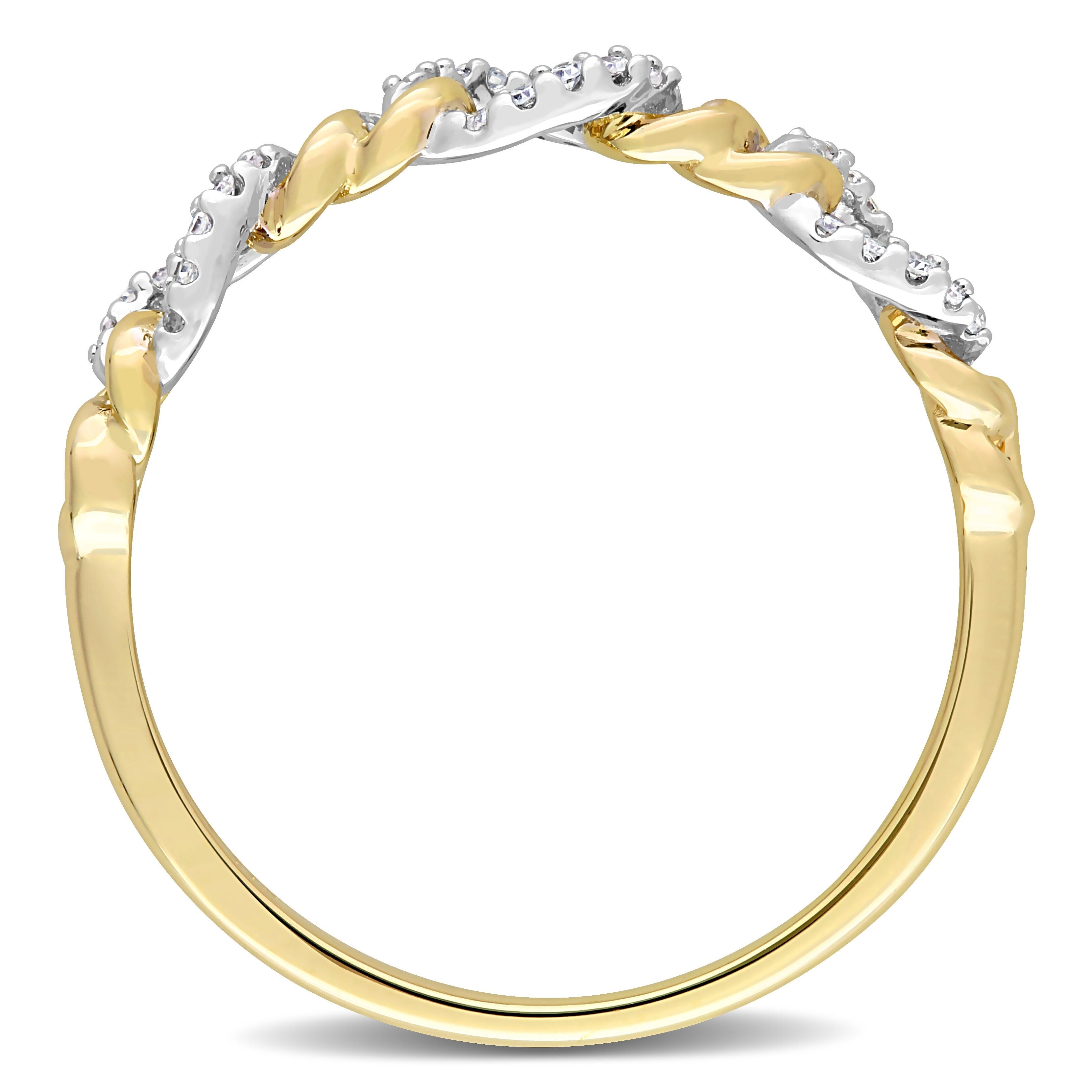 Miadora 1/10ct TDW Diamond Stackable Curb Link Ring in 14k Yellow Gold