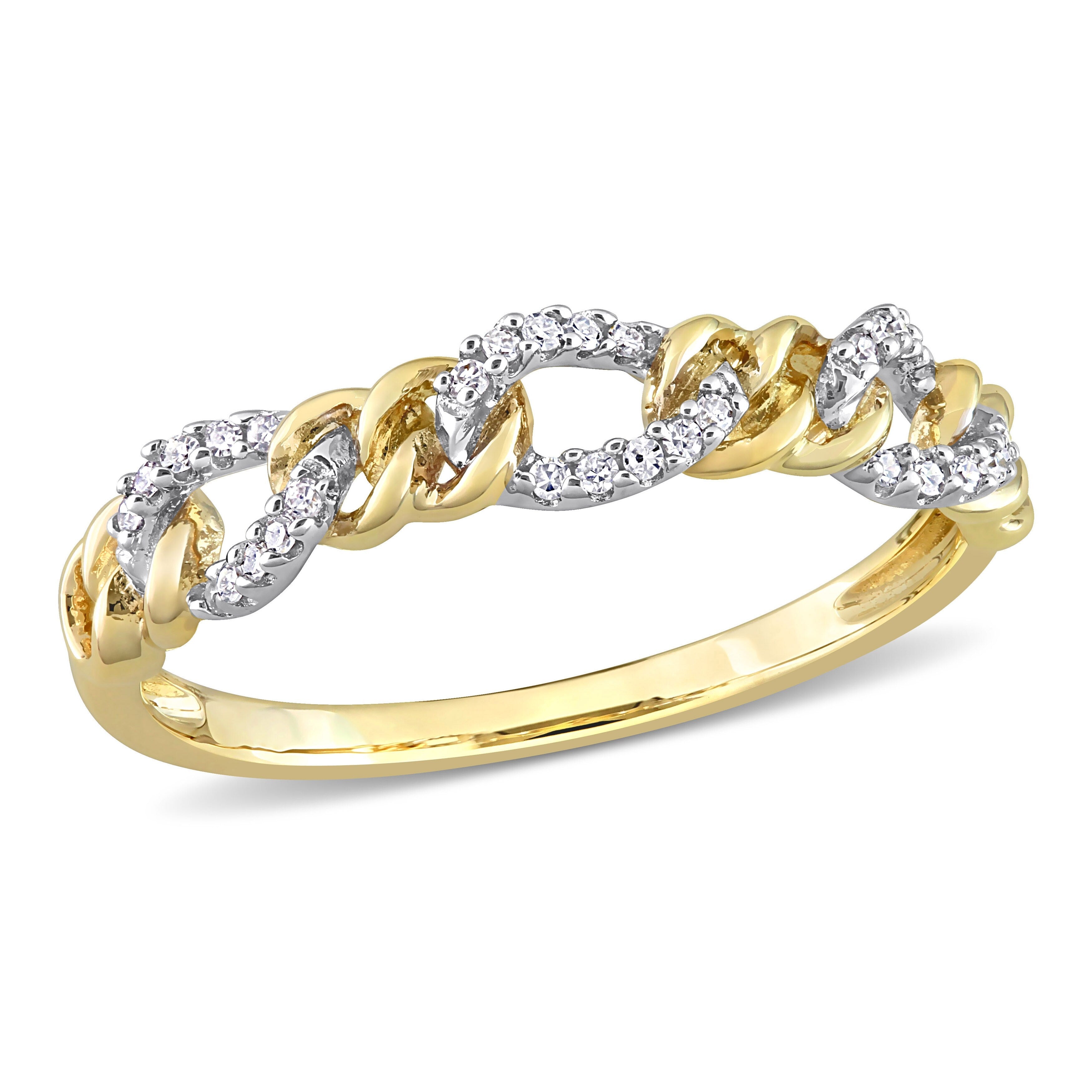 Miadora 1/10ct TDW Diamond Stackable Curb Link Ring in 14k Yellow Gold