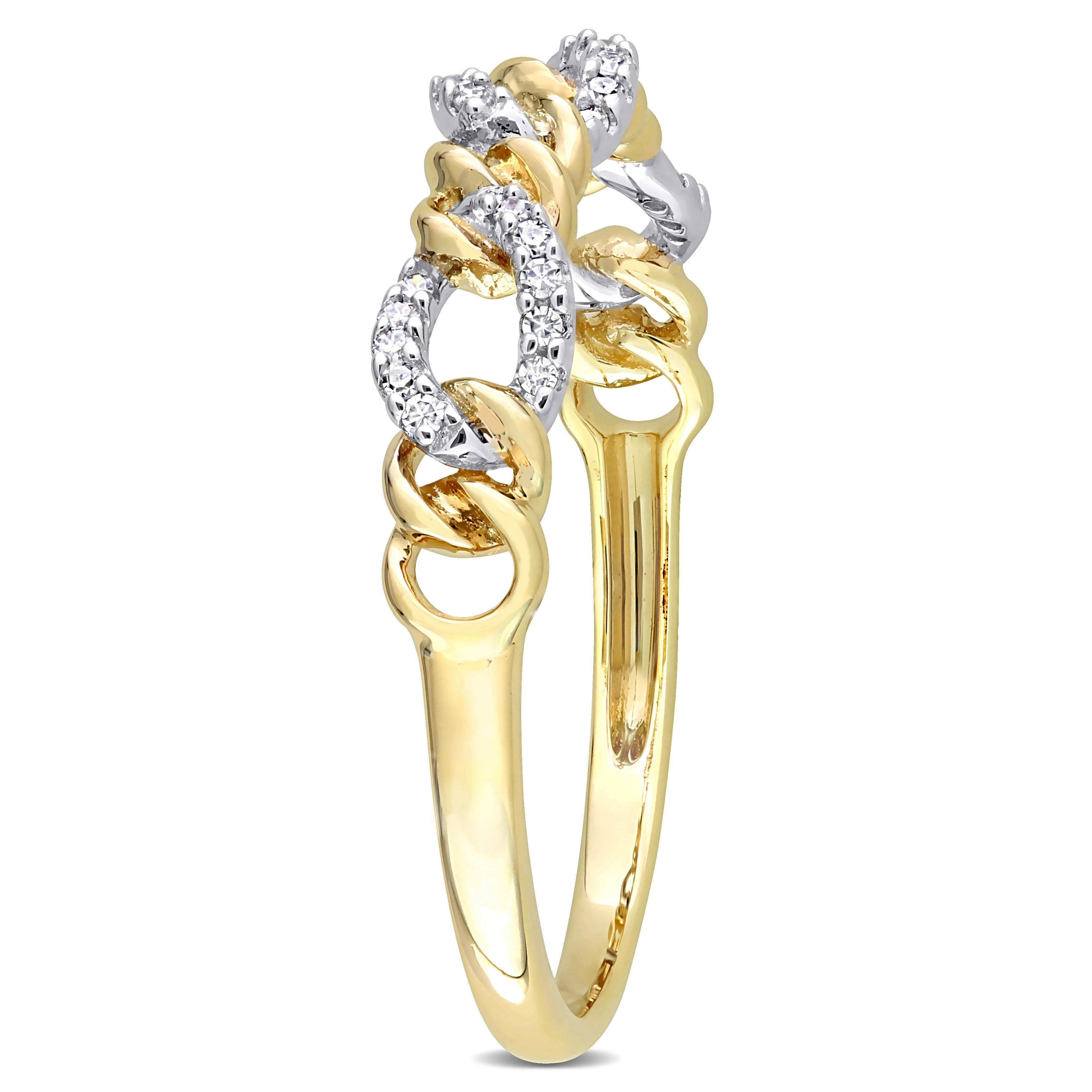 Miadora 1/10ct TDW Diamond Stackable Curb Link Ring in 14k Yellow Gold