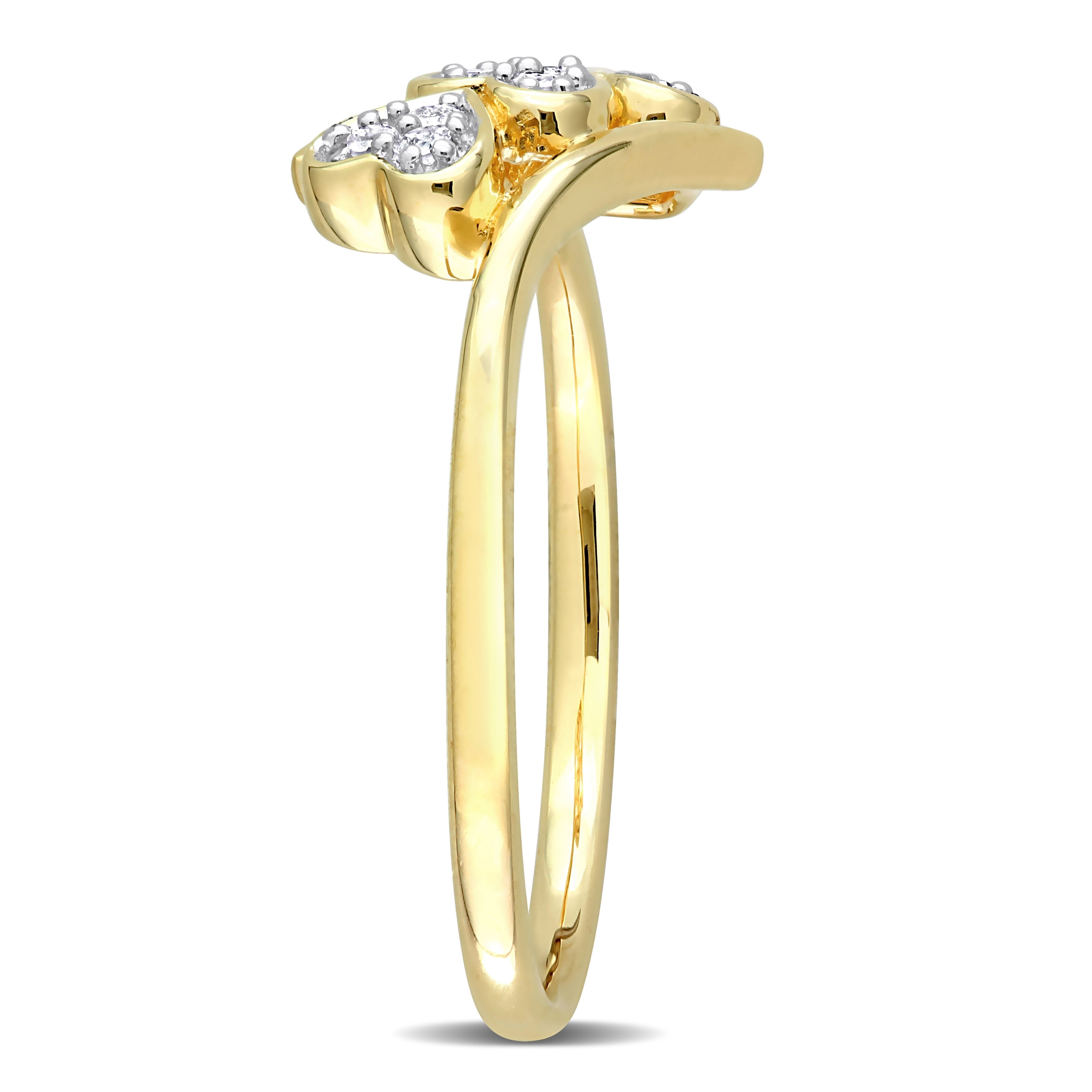 Miadora 1/10ct TDW Diamond Triple Heart Promise Ring in Yellow Plated Sterling Silver