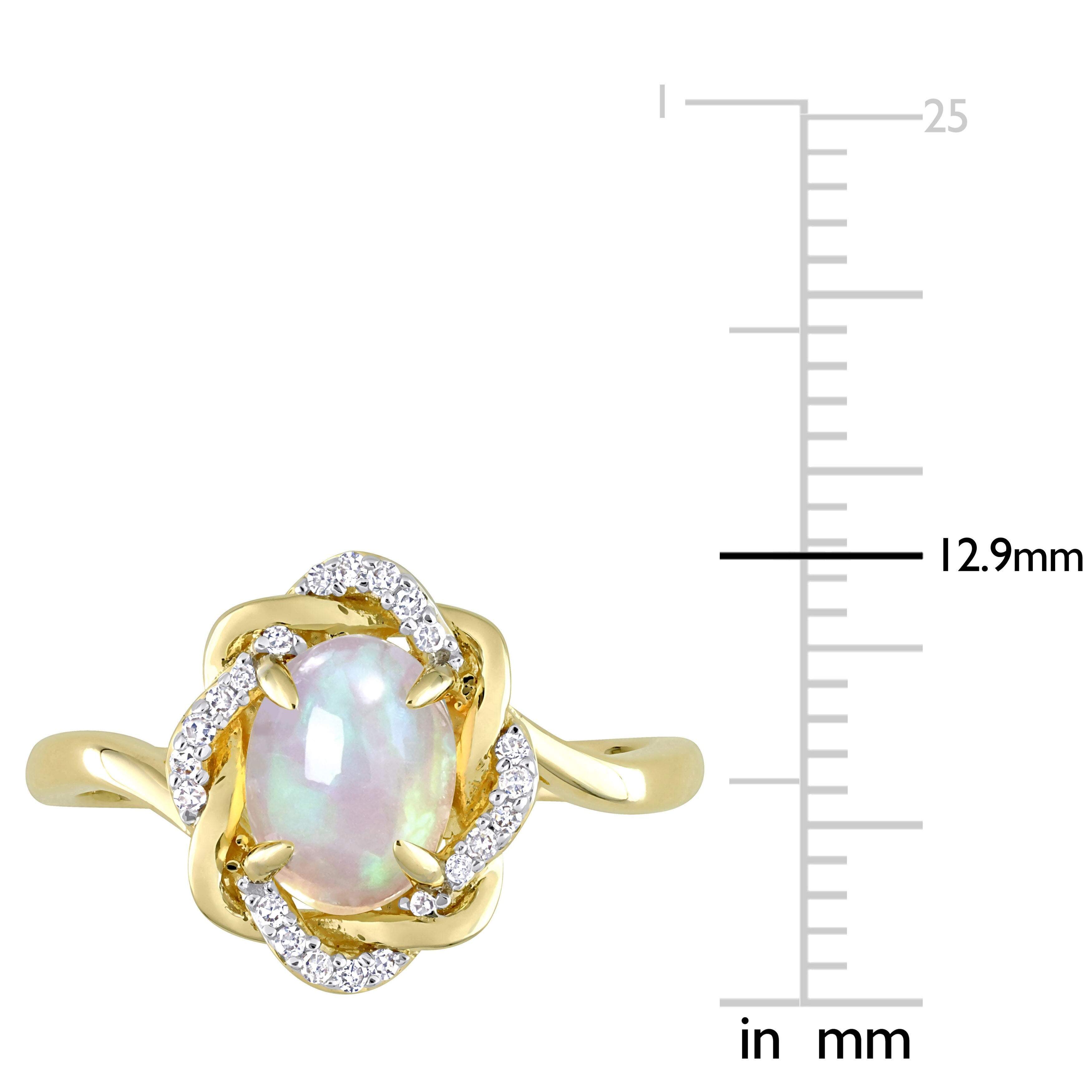 Miadora 1/10ct TDW Diamond and Ethiopian Opal-Blue Fashion Ring 10K Yellow Gold