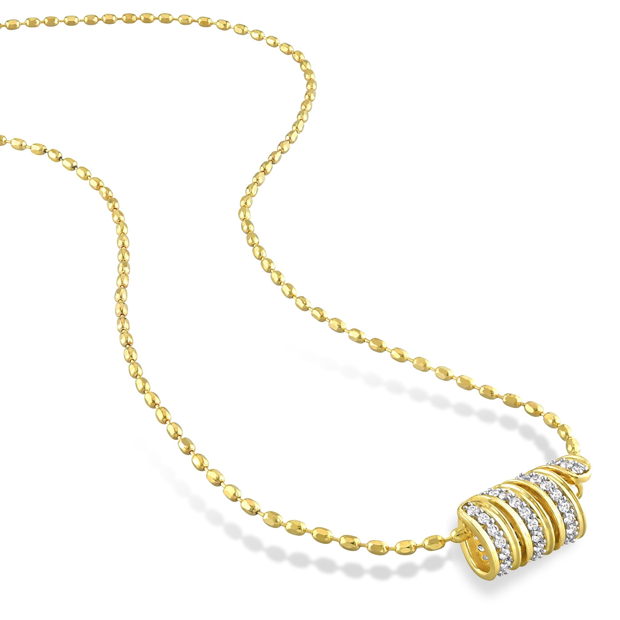 Miadora 1/2ct TGW Created White Sapphire Scroll Necklace Yellow Silver