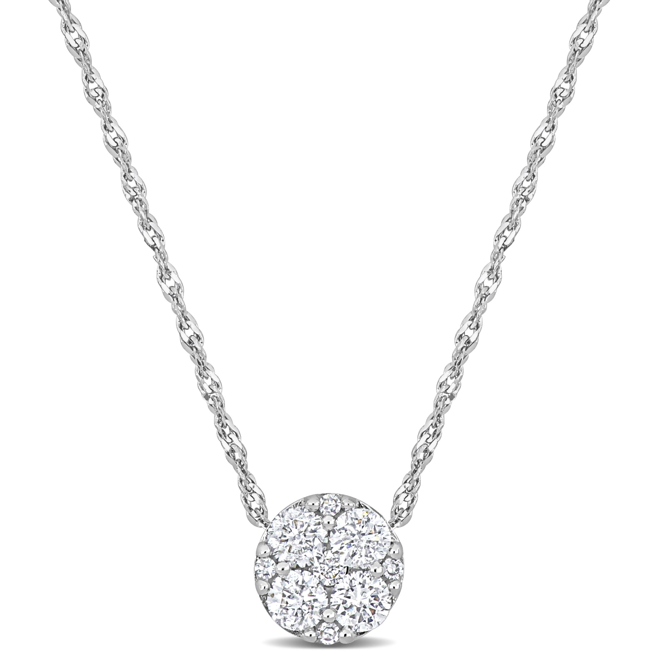 Miadora 1/3ct TDW Diamond Cluster Station Necklace in 10k White Gold