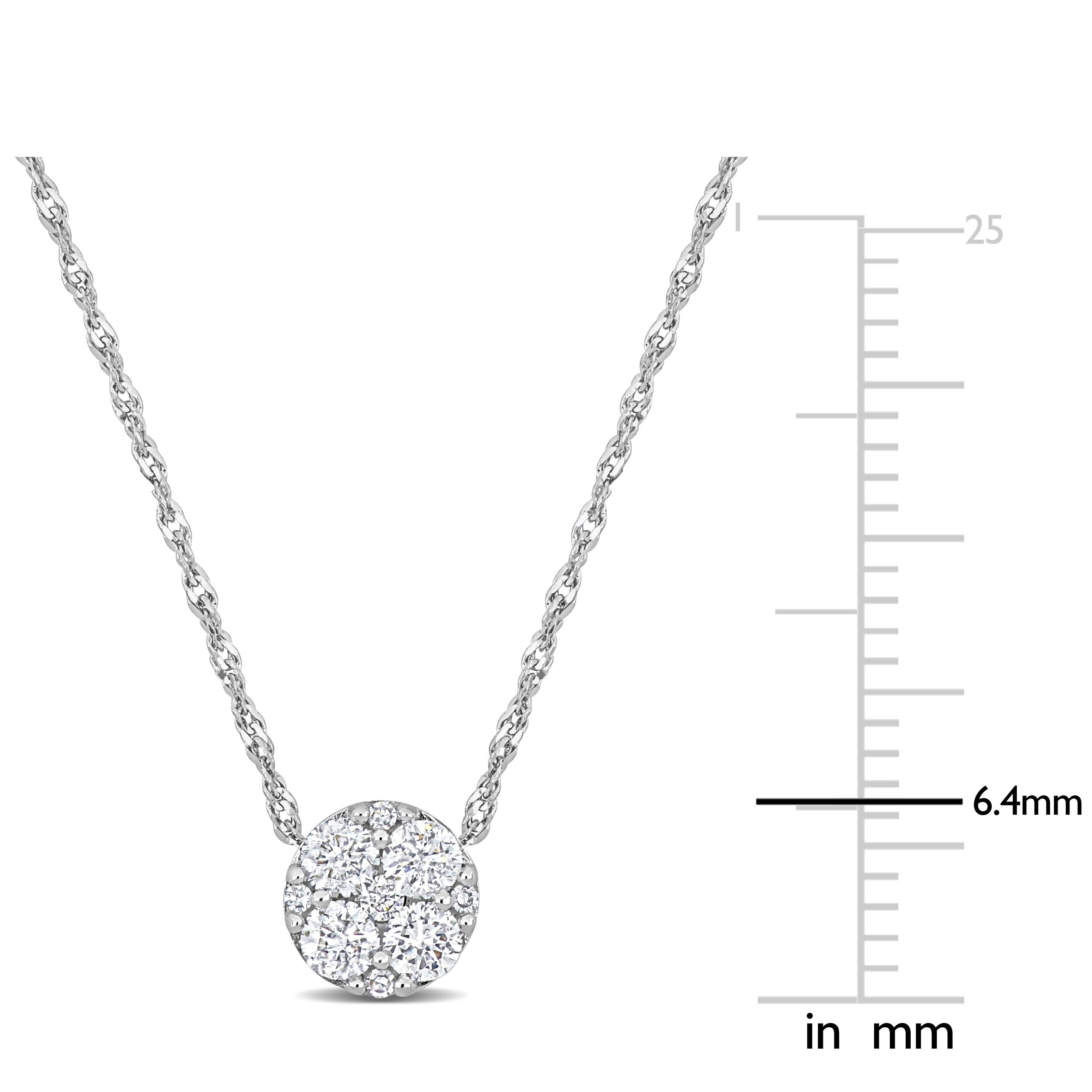 Miadora 1/3ct TDW Diamond Cluster Station Necklace in 10k White Gold