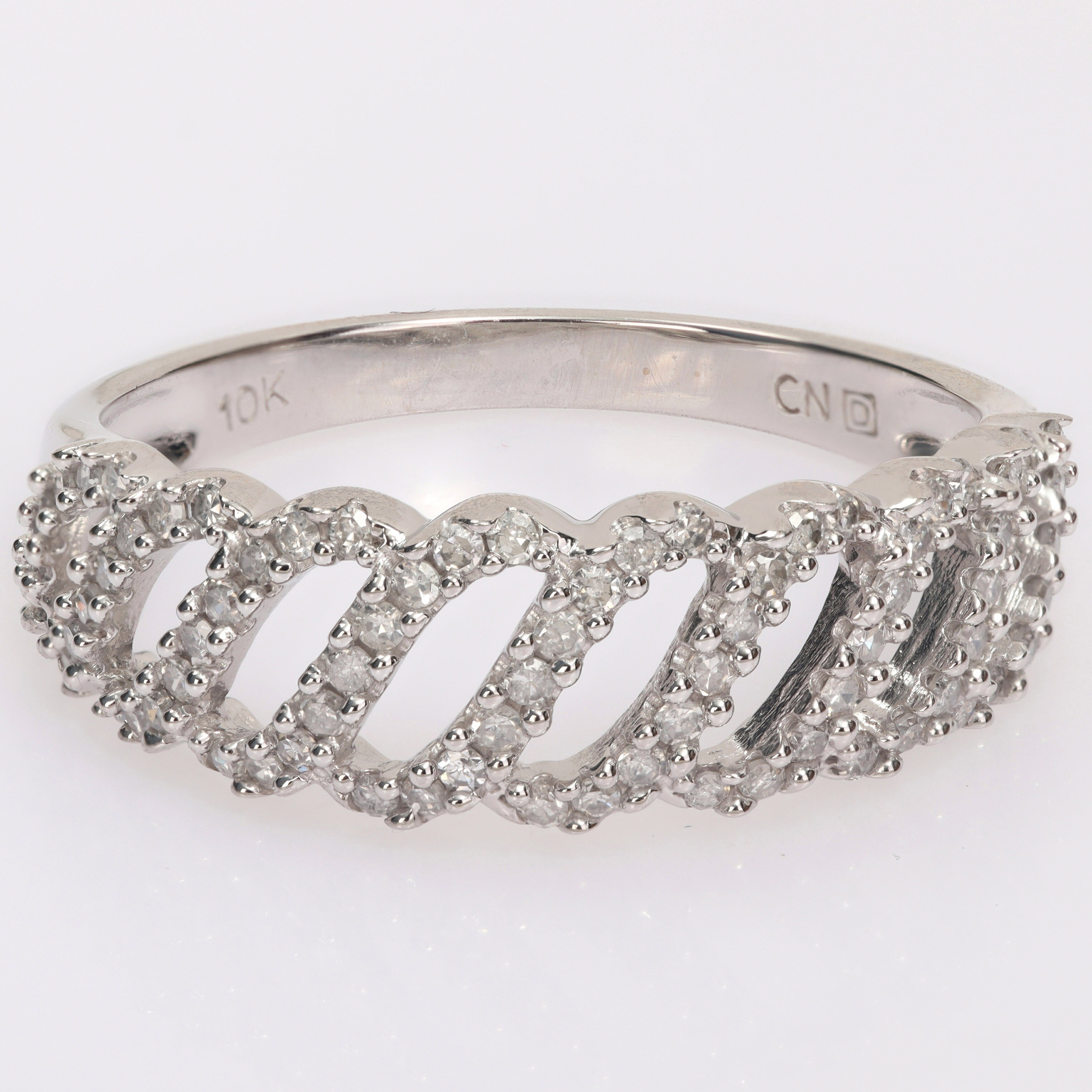 Miadora 1/3ct TDW Diamond Swirl Crossover Band Ring in 10k White Gold